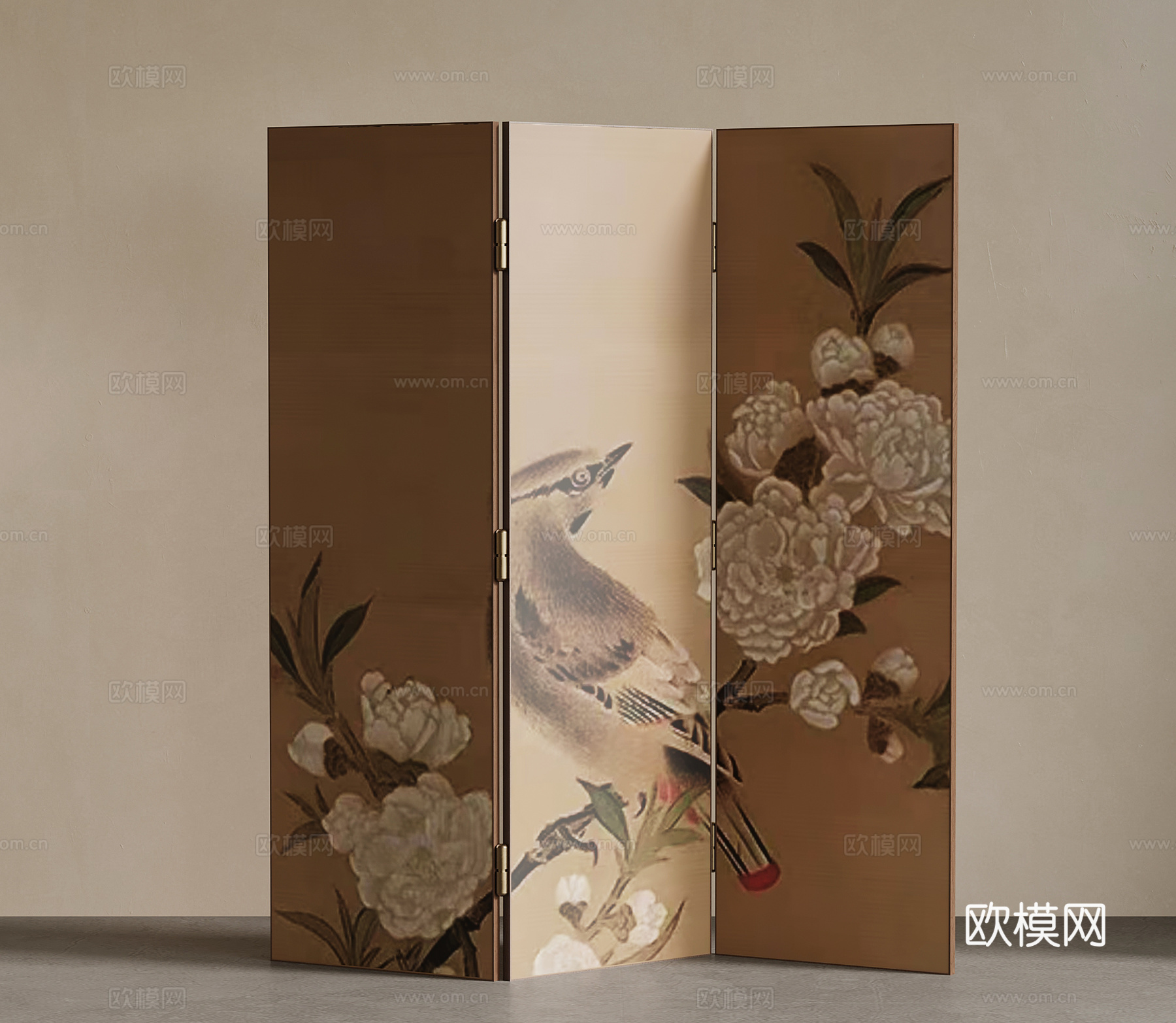 新中式屏风 隔断su模型