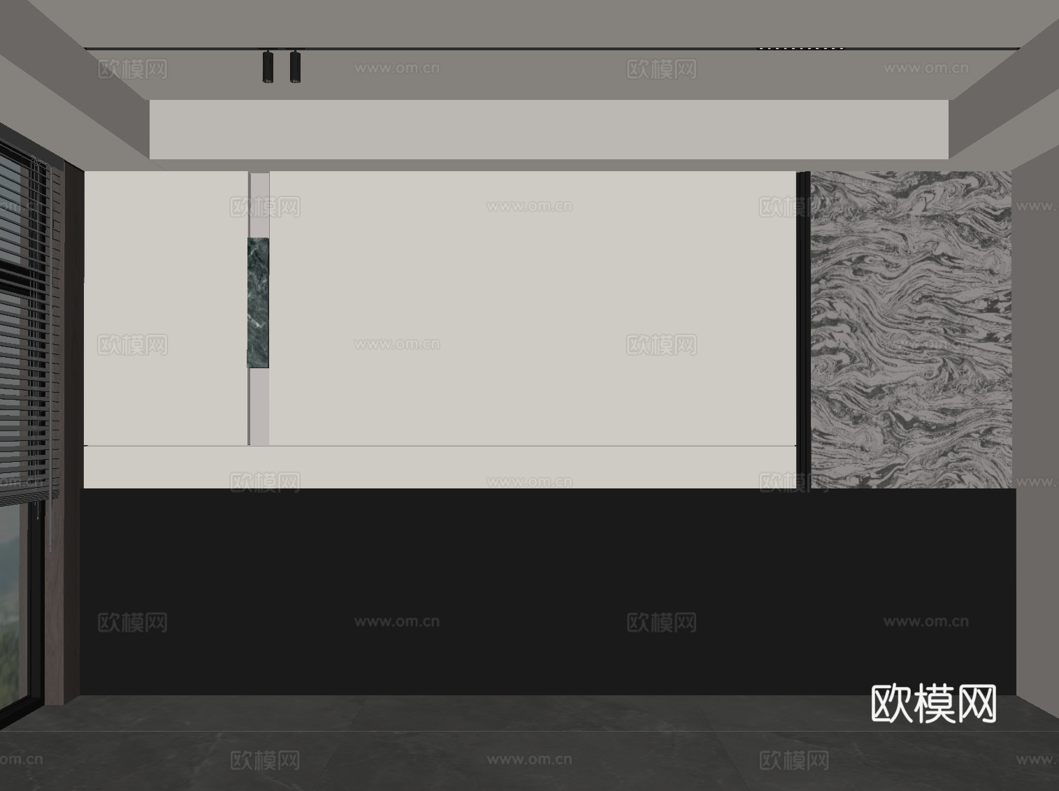 现代意式背景墙 床头背景墙su模型