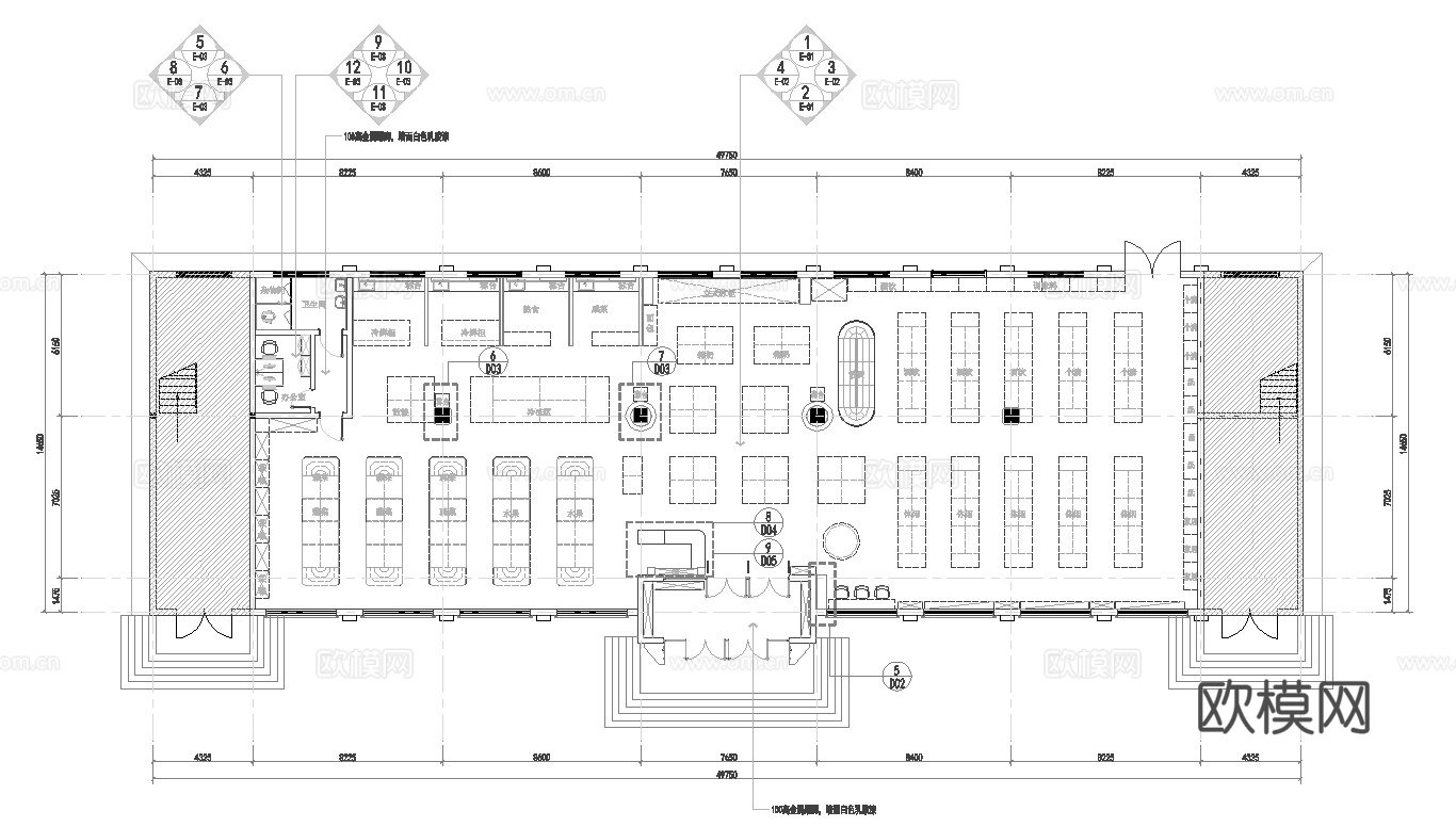 600平生鲜连锁超市 便利店 零食店 最新全套施工图设计cad施工图