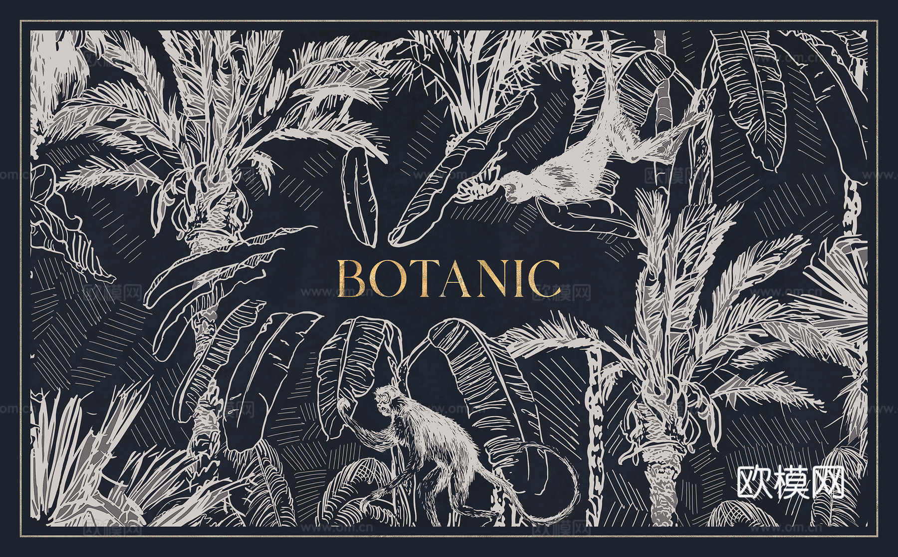 轻奢风景动物线条地毯