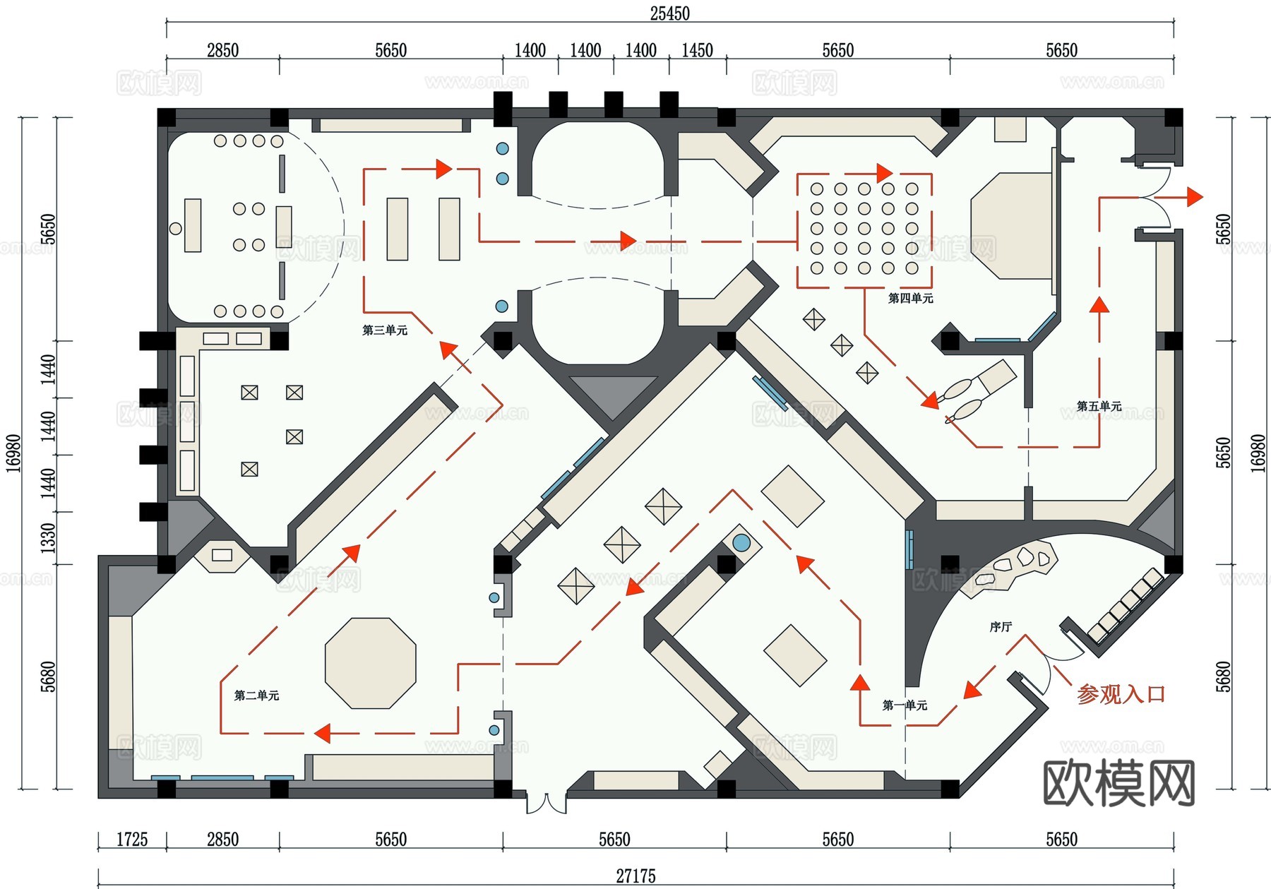 博物馆展厅 最新平面施工图设计cad施工图