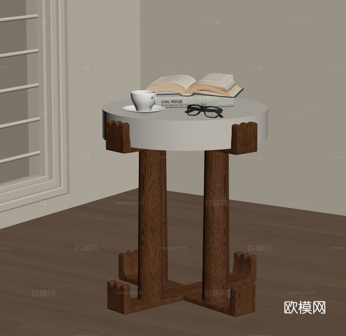 中古风边几 床头柜su模型