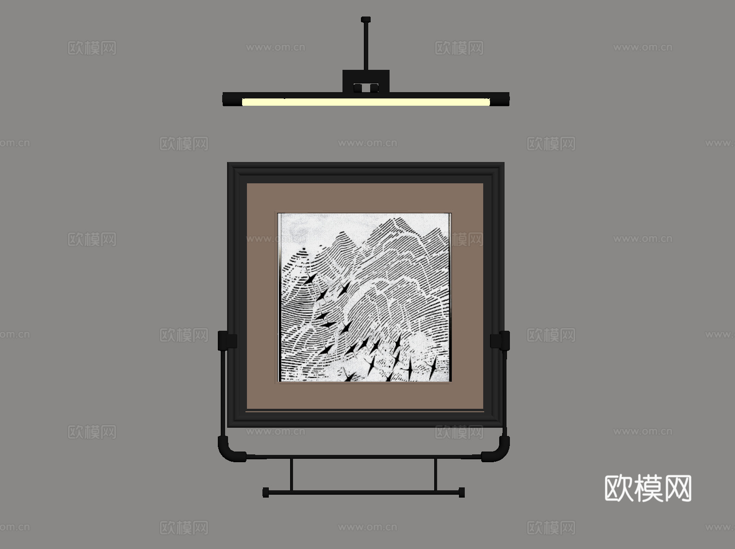 现代意式挂画 壁灯su模型