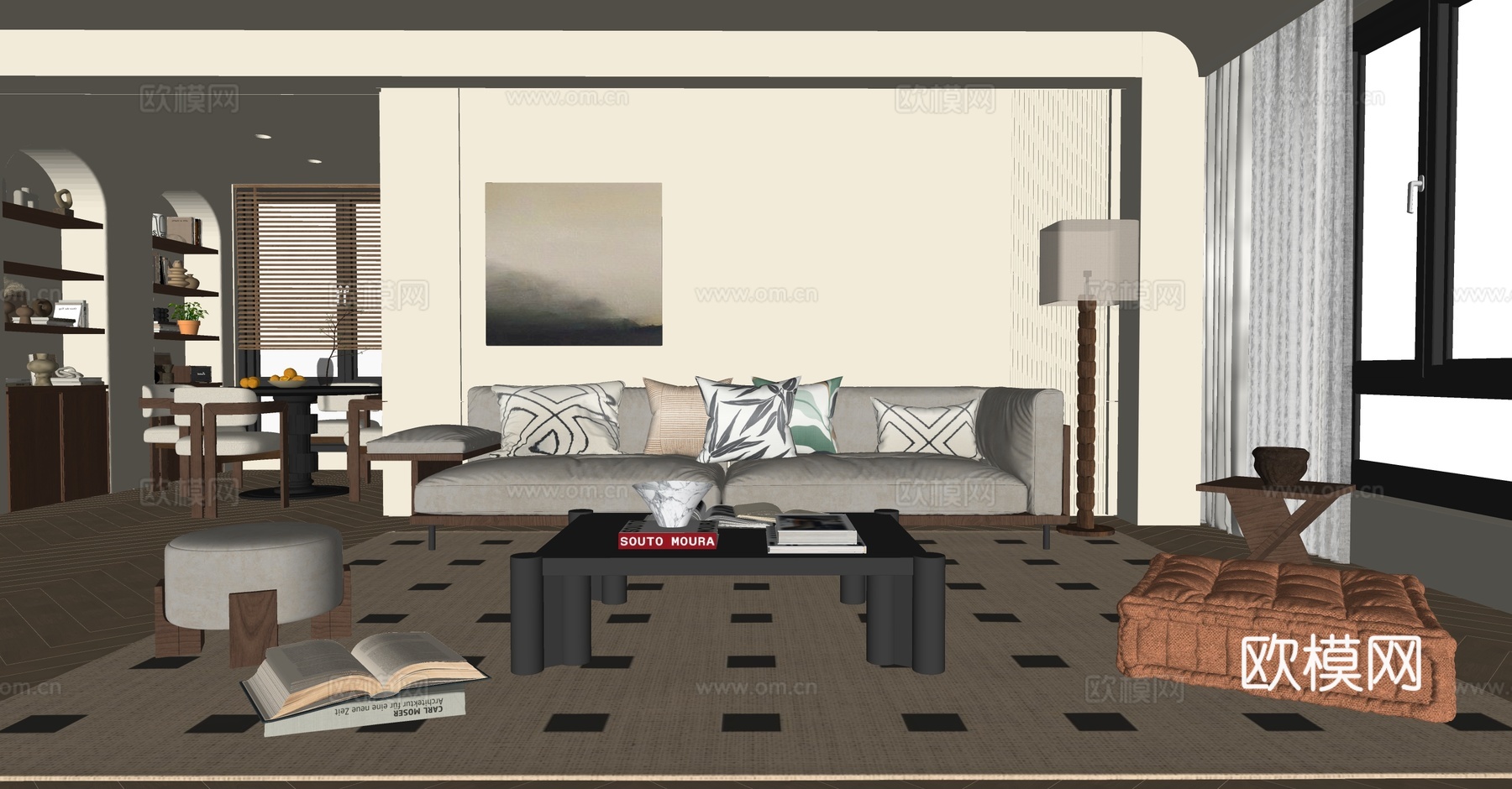 中古风客餐厅su模型