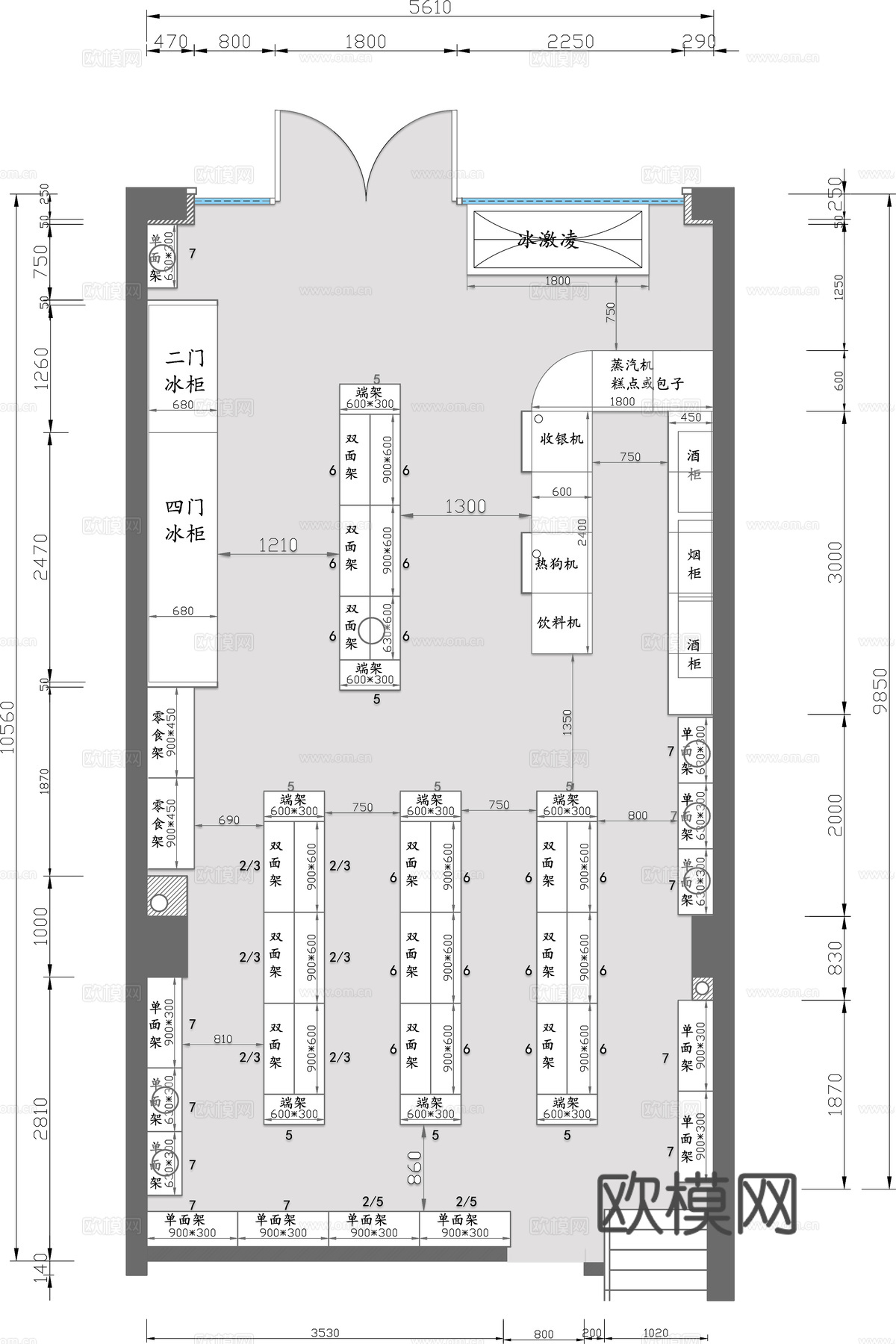 便利店 小卖铺 最新平面施工图设计cad施工图