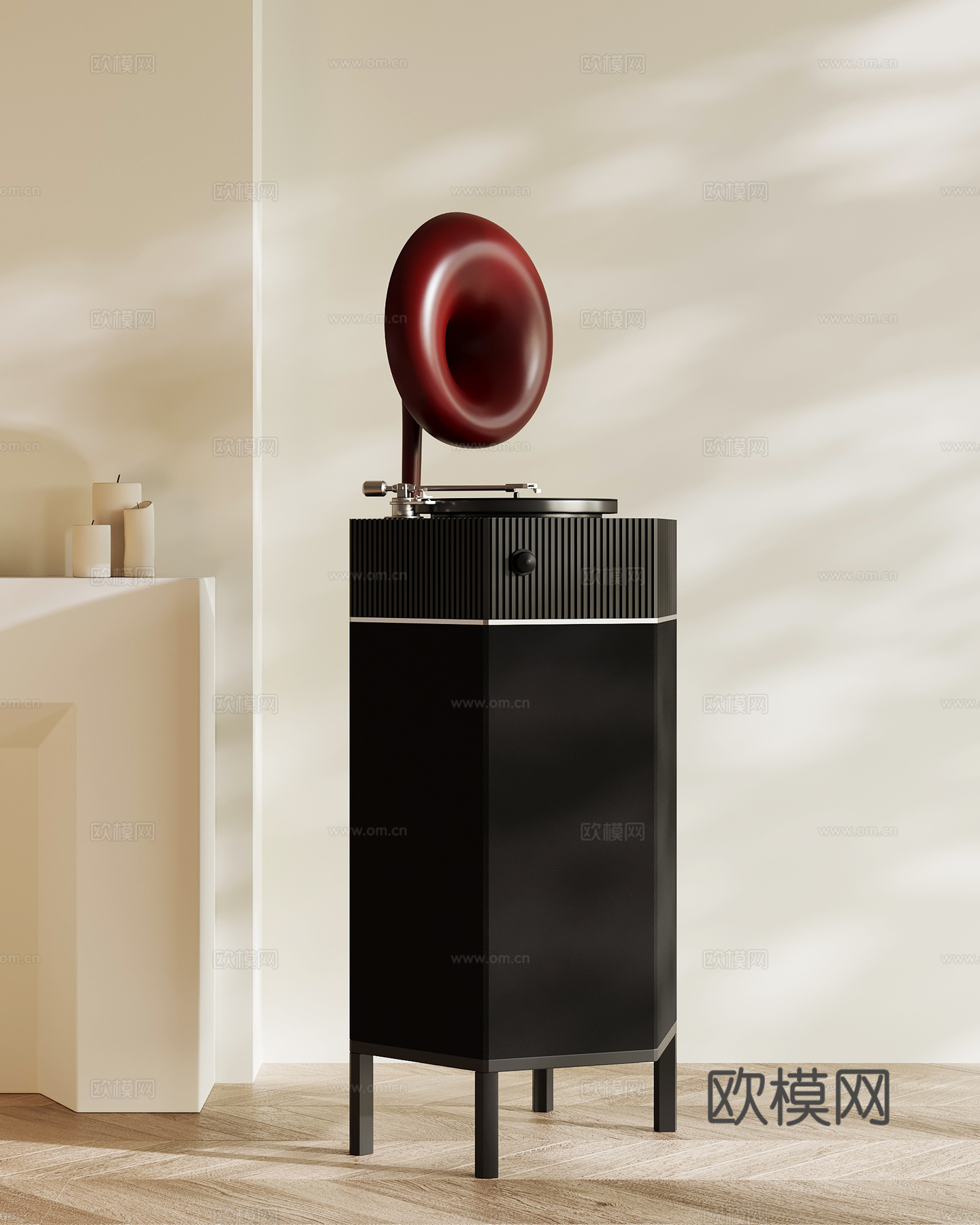 现代留声机 音响su模型