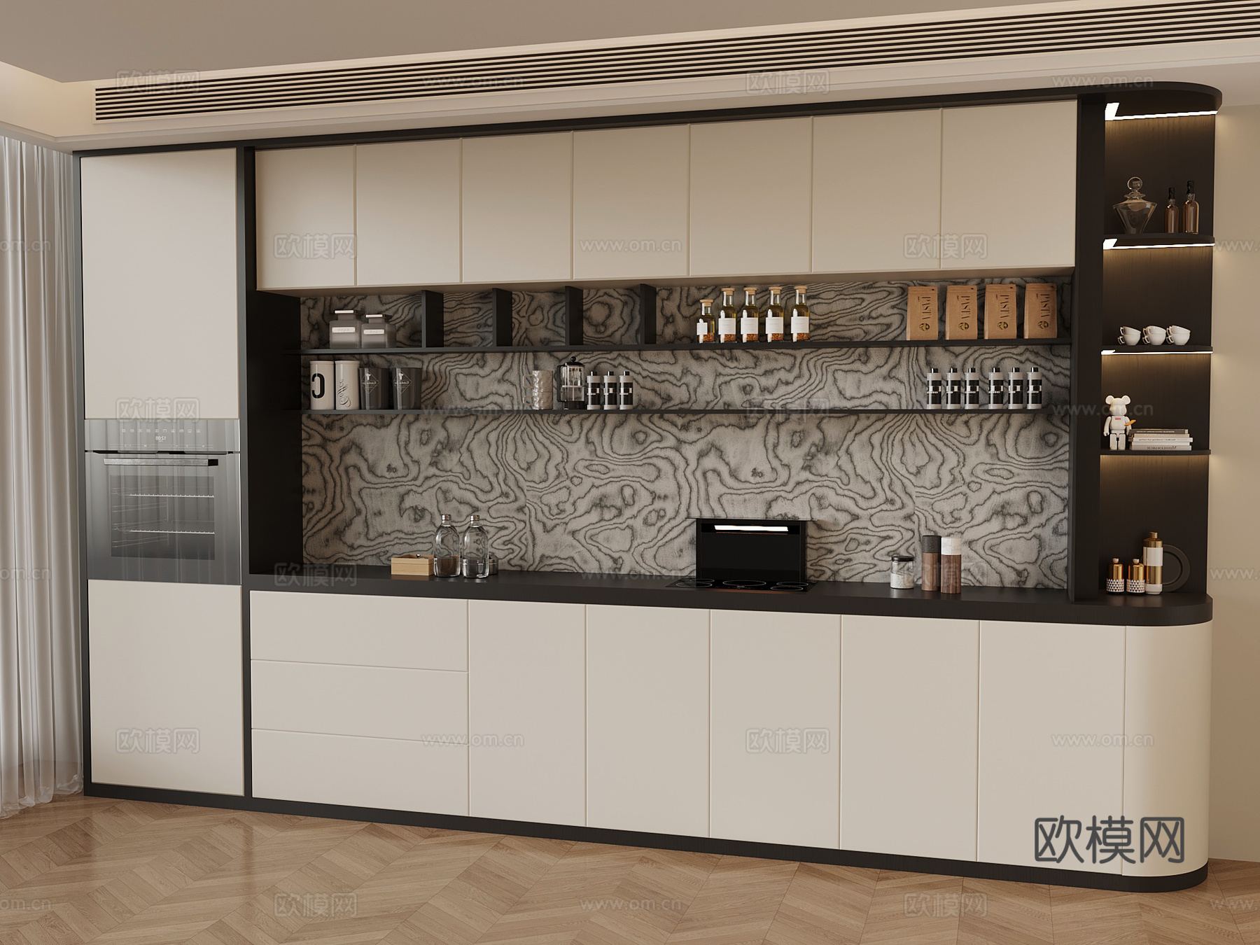 现代意式酒柜 餐边柜su模型