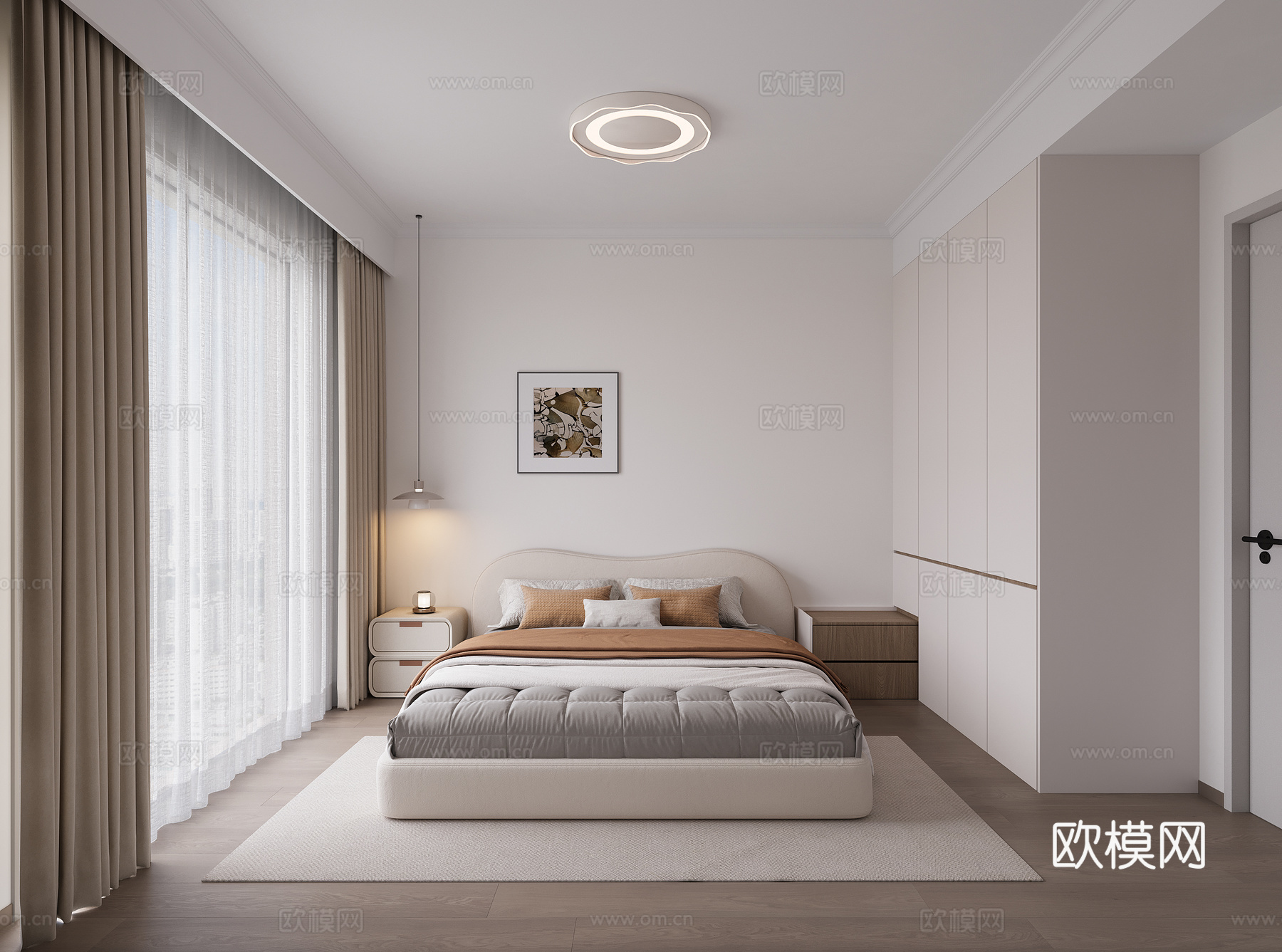 现代简约卧室su模型