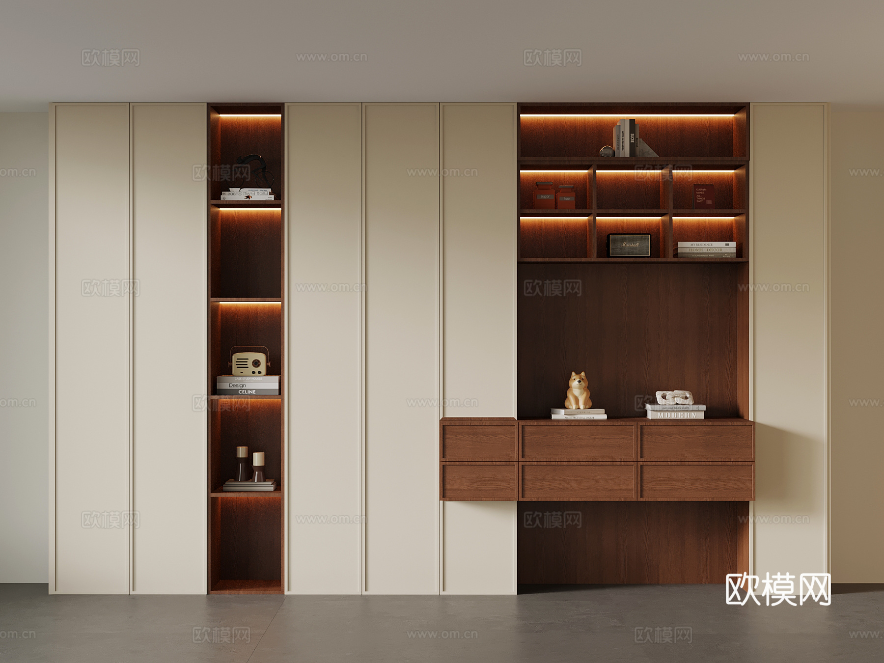 中古风书柜su模型