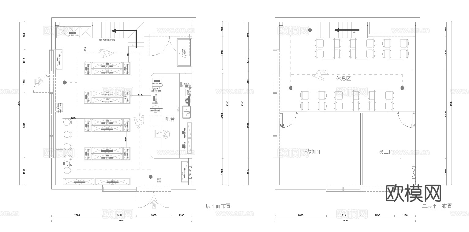 连锁便利店 零食店 最新平面施工图设计cad施工图