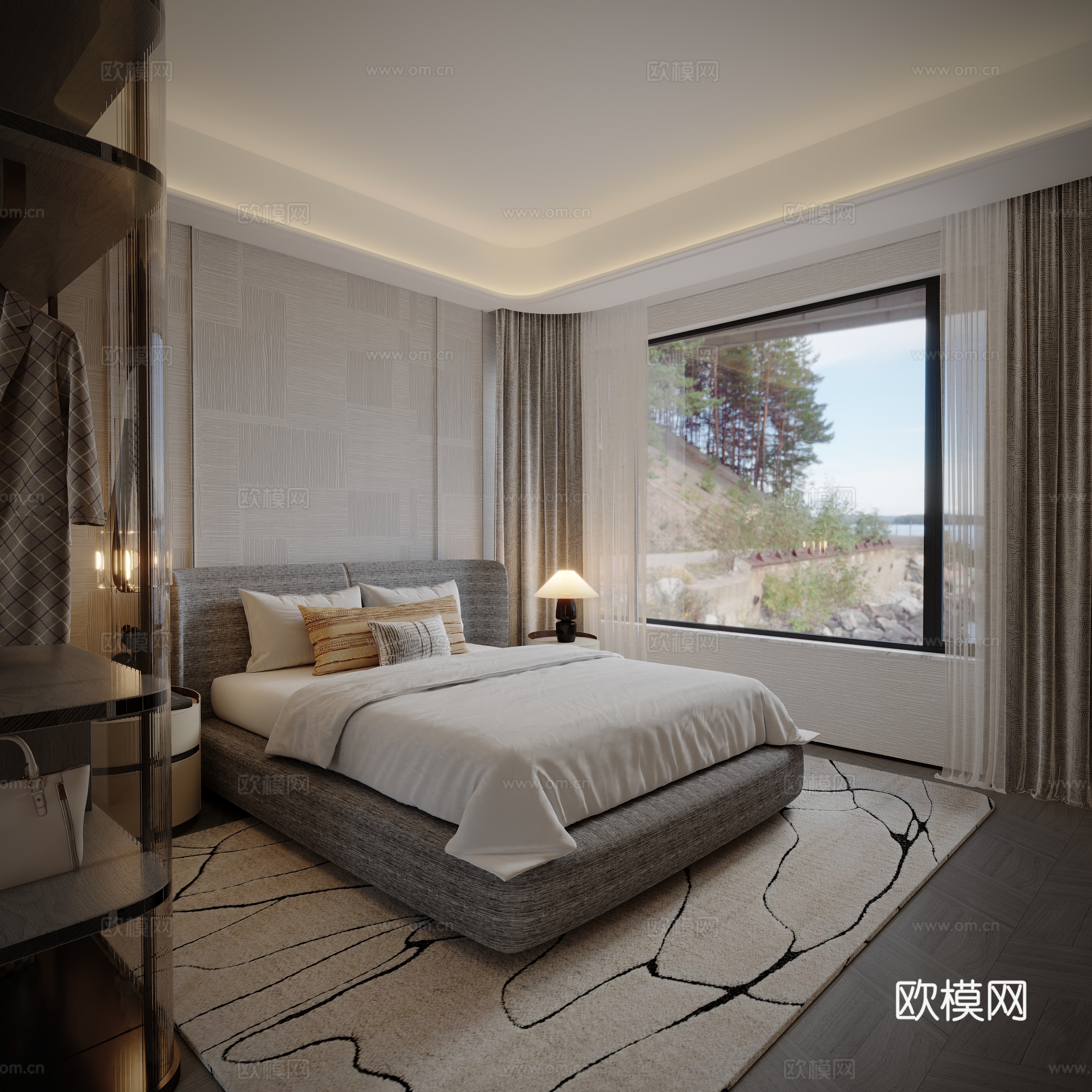 现代主卧室su模型