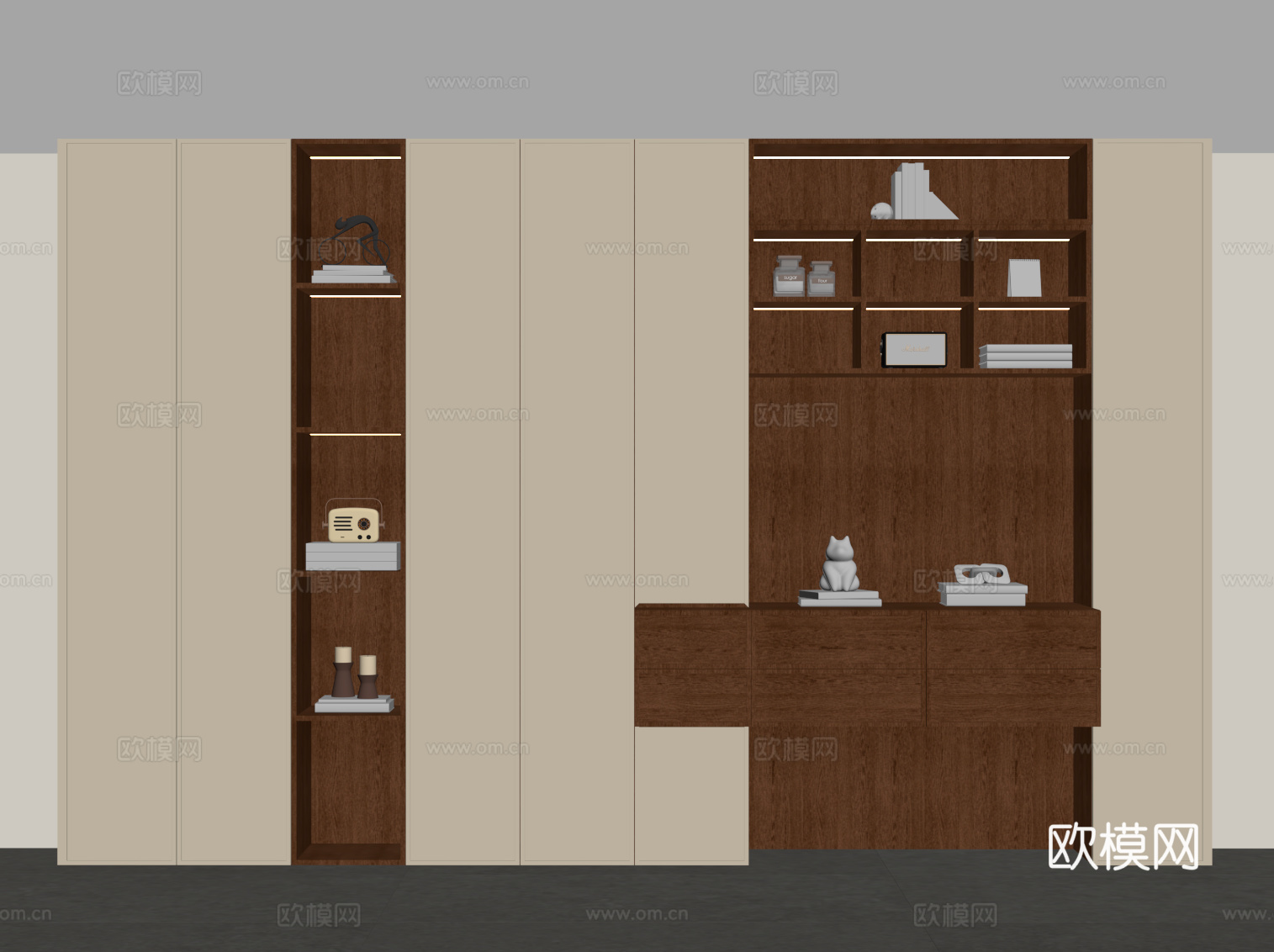 中古风书柜su模型