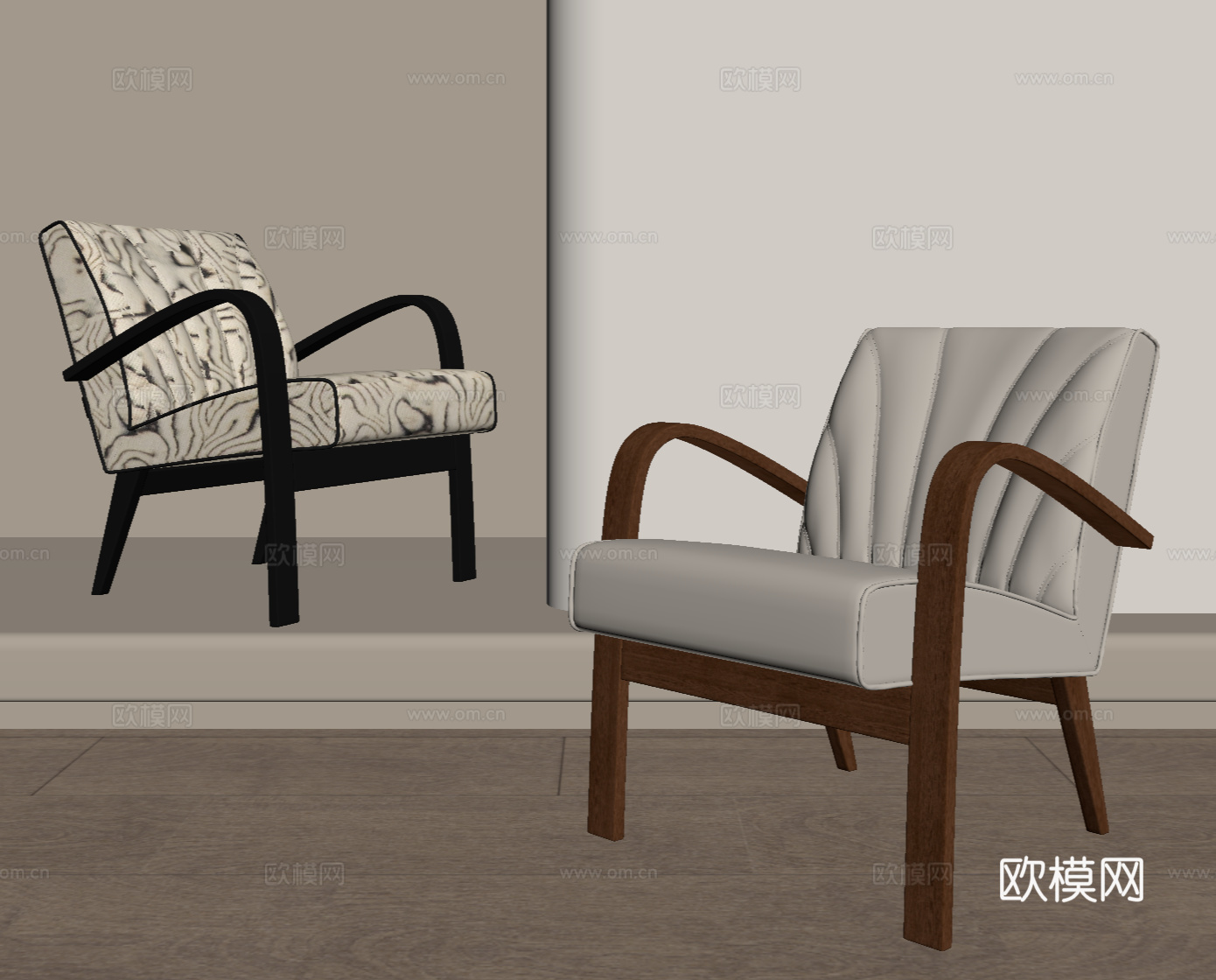 法式中古休闲椅  单人椅su模型