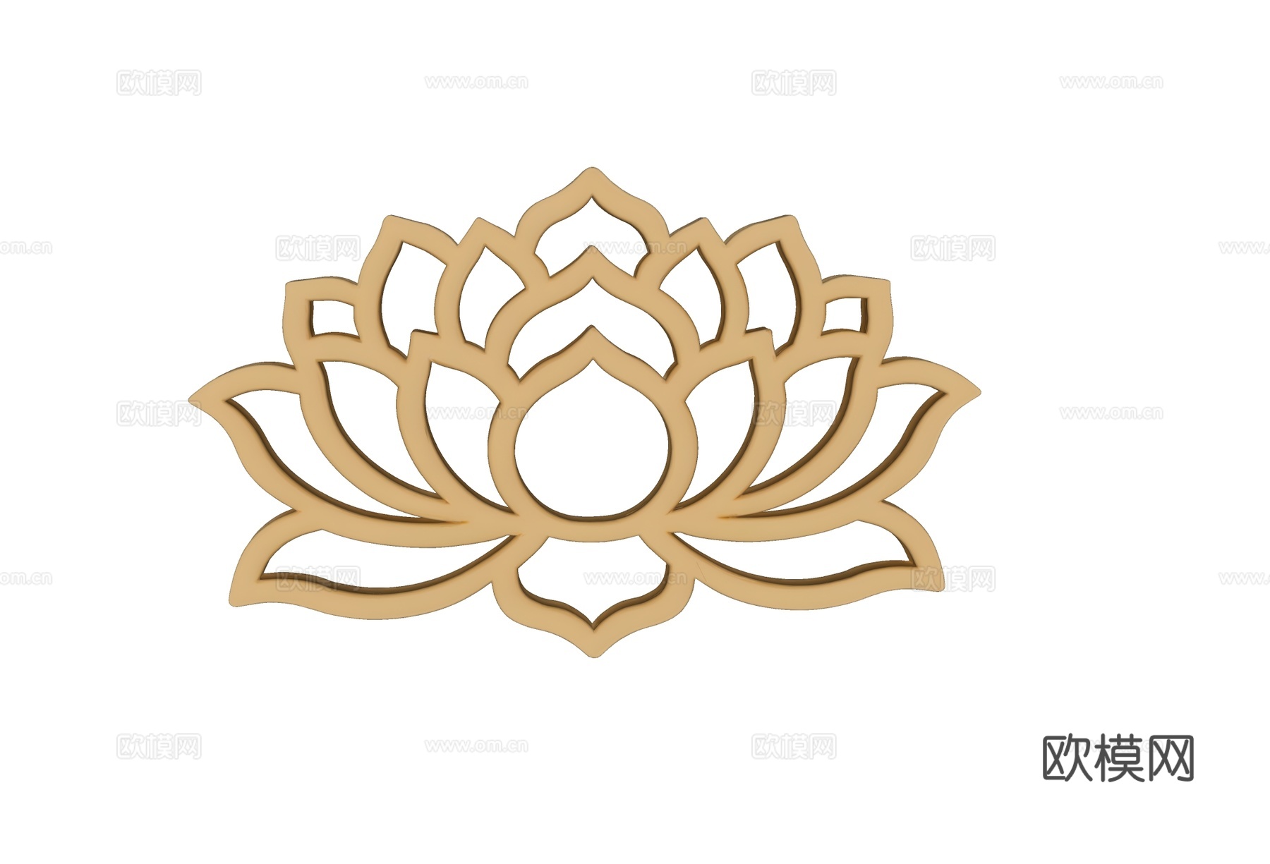 金属雕塑传统纹样莲花宝相花美陈挂件装饰su模型