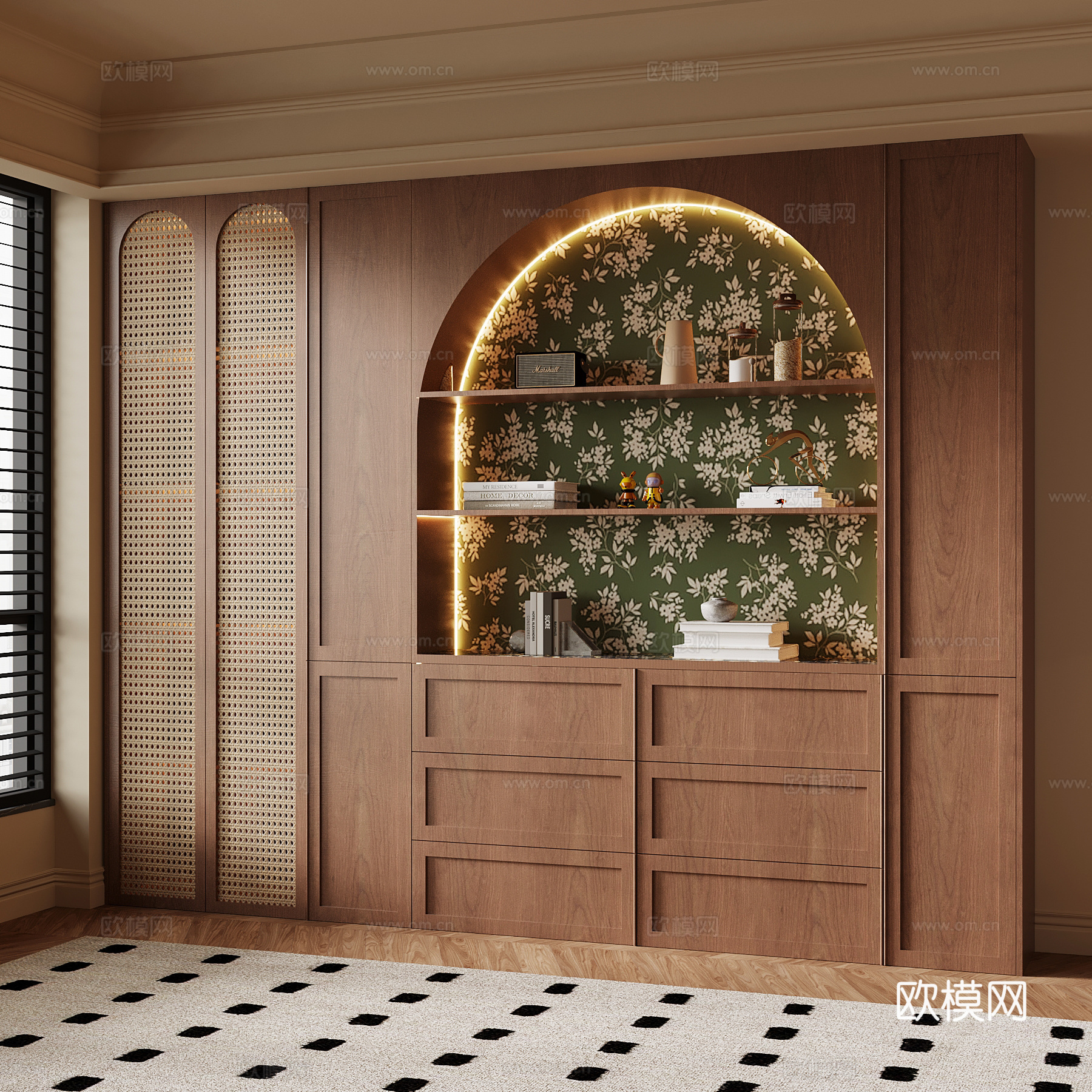 中古风置物柜su模型