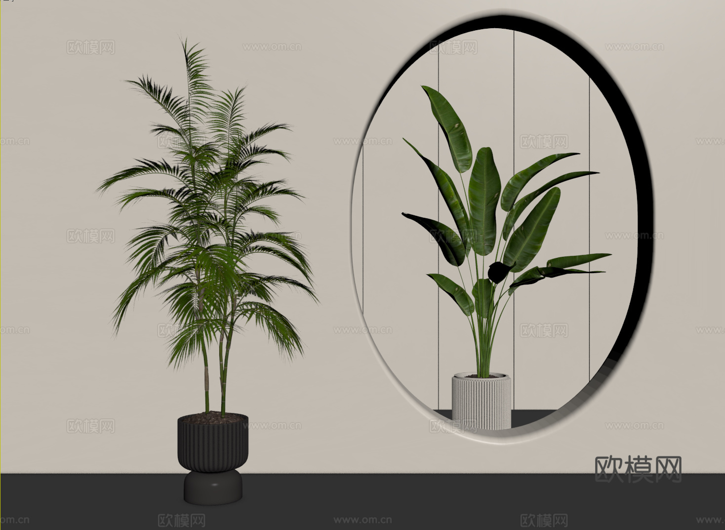 中古侘寂绿植 盆栽 棕桐凤尾葵 凤尾竹 旅人蕉su模型