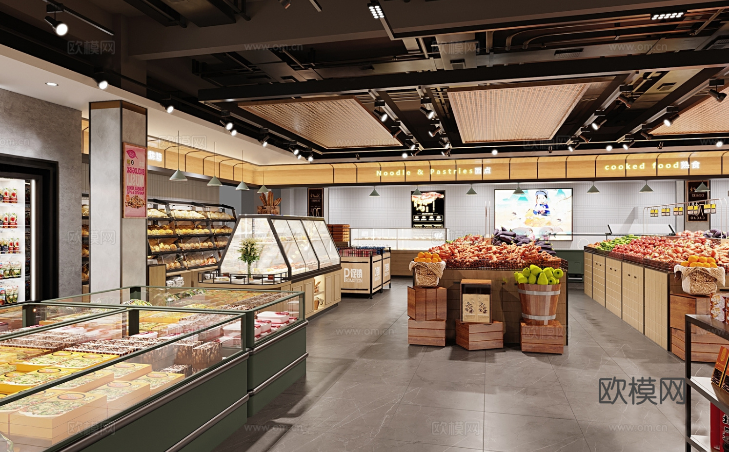 800平生鲜连锁超市 便利店 零食店 最新全套施工图设计cad施工图