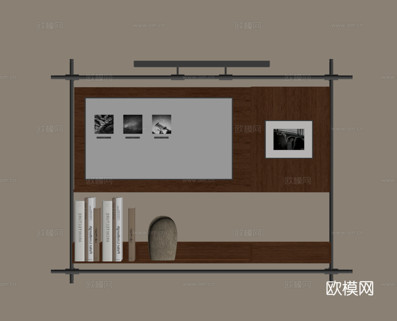 中古风墙饰 书架 置物架su模型