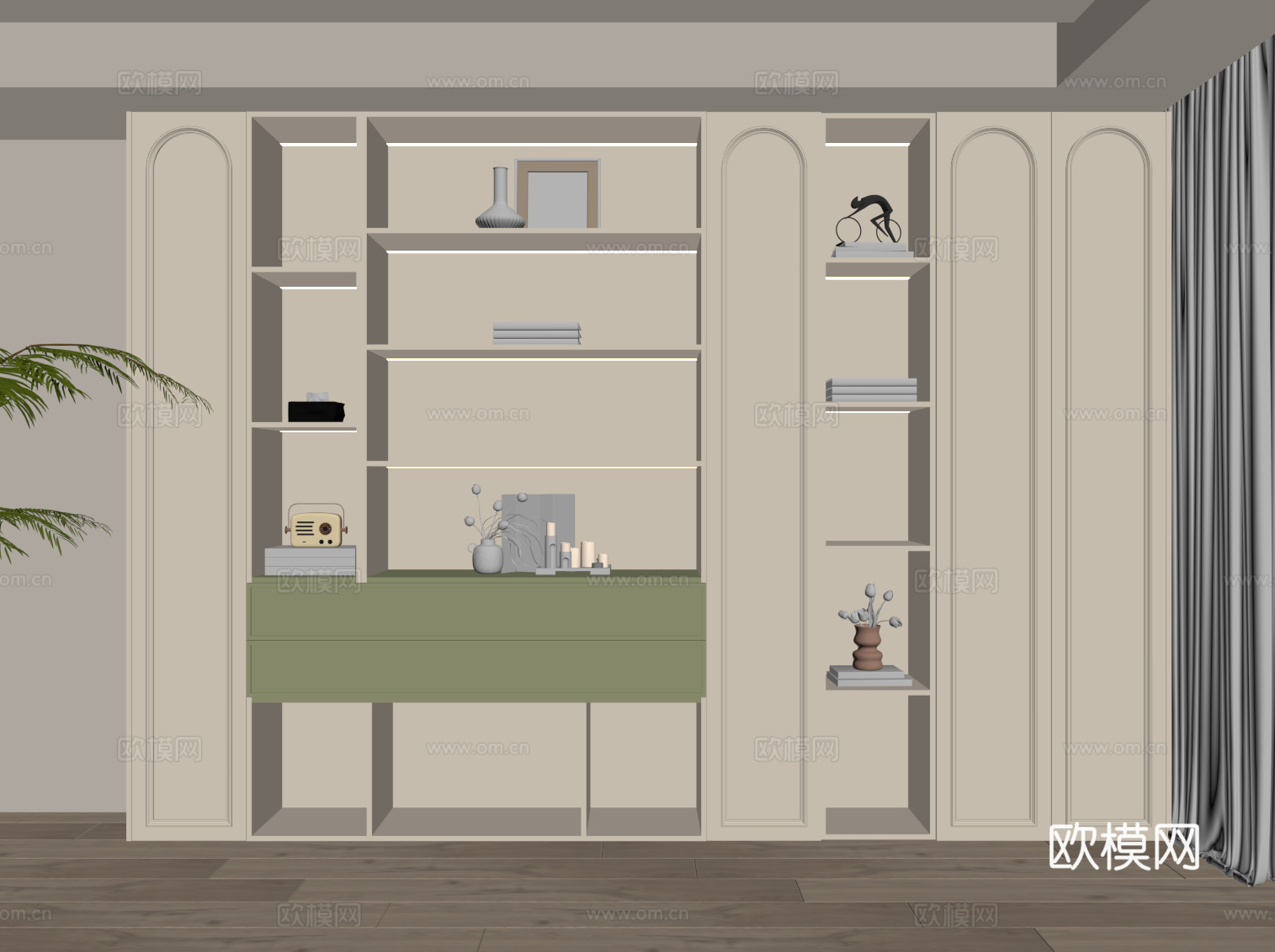 法式奶油风置物柜su模型