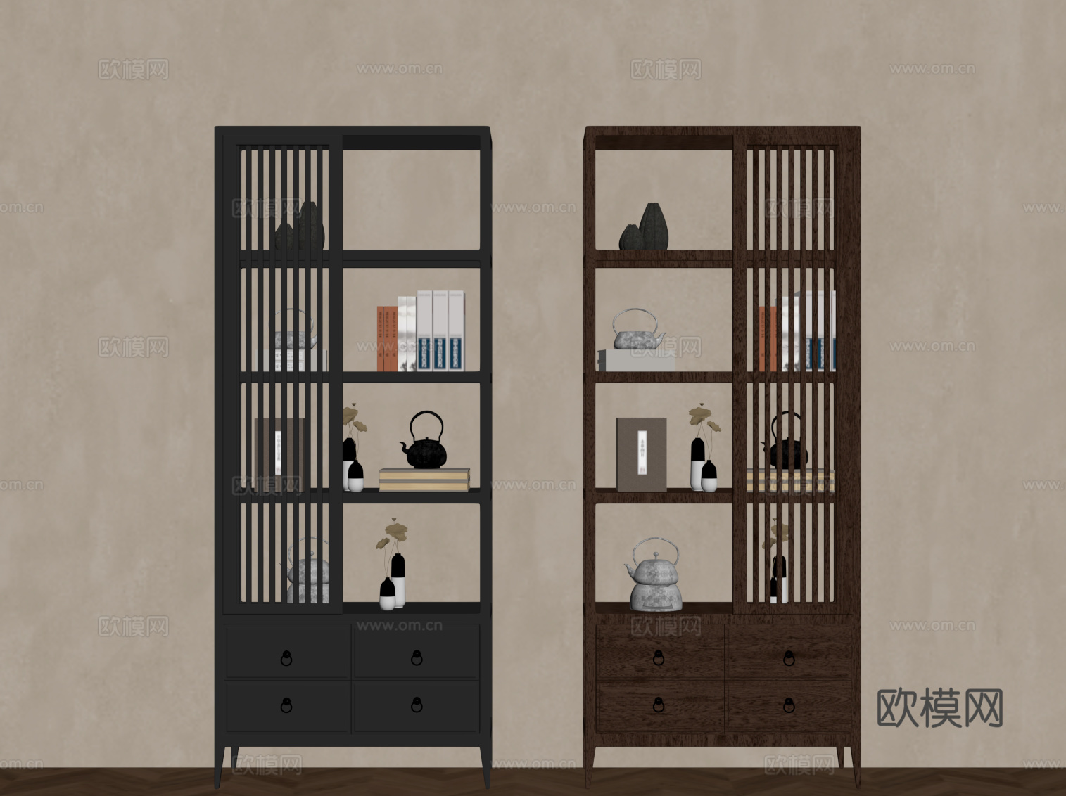 新中式博古架 意式博古架su模型