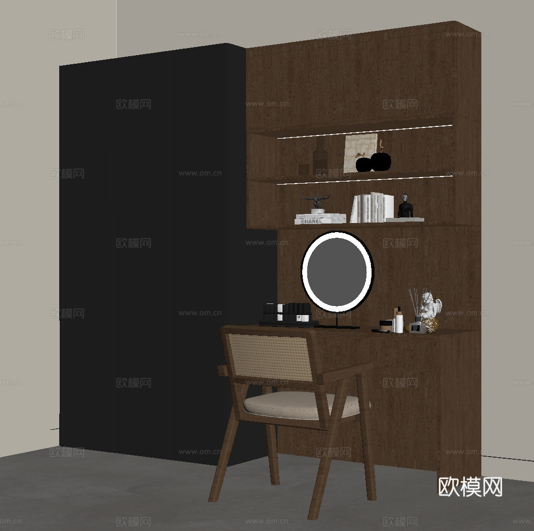 中古风书桌椅su模型