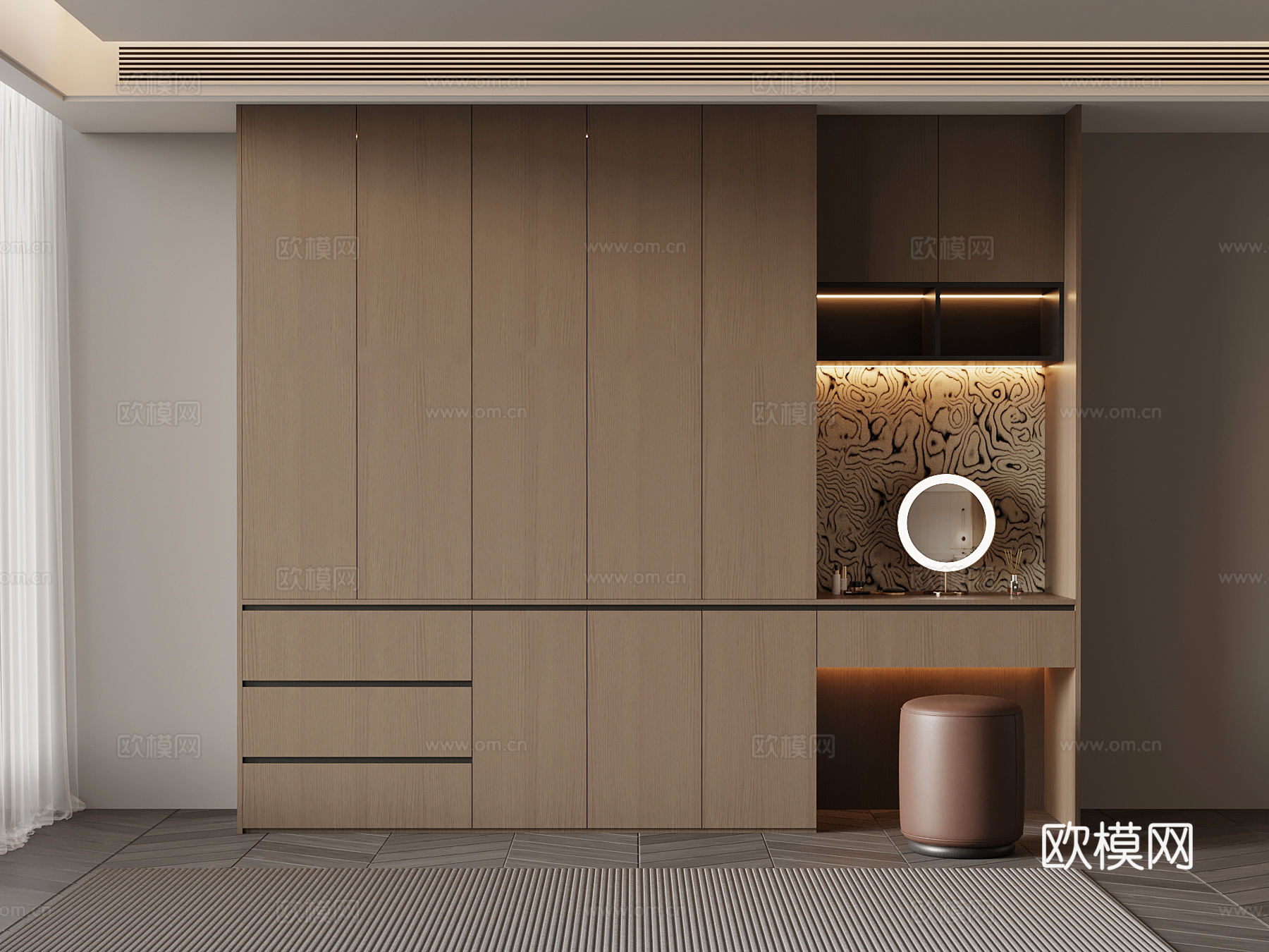 意式衣柜 梳妆台su模型
