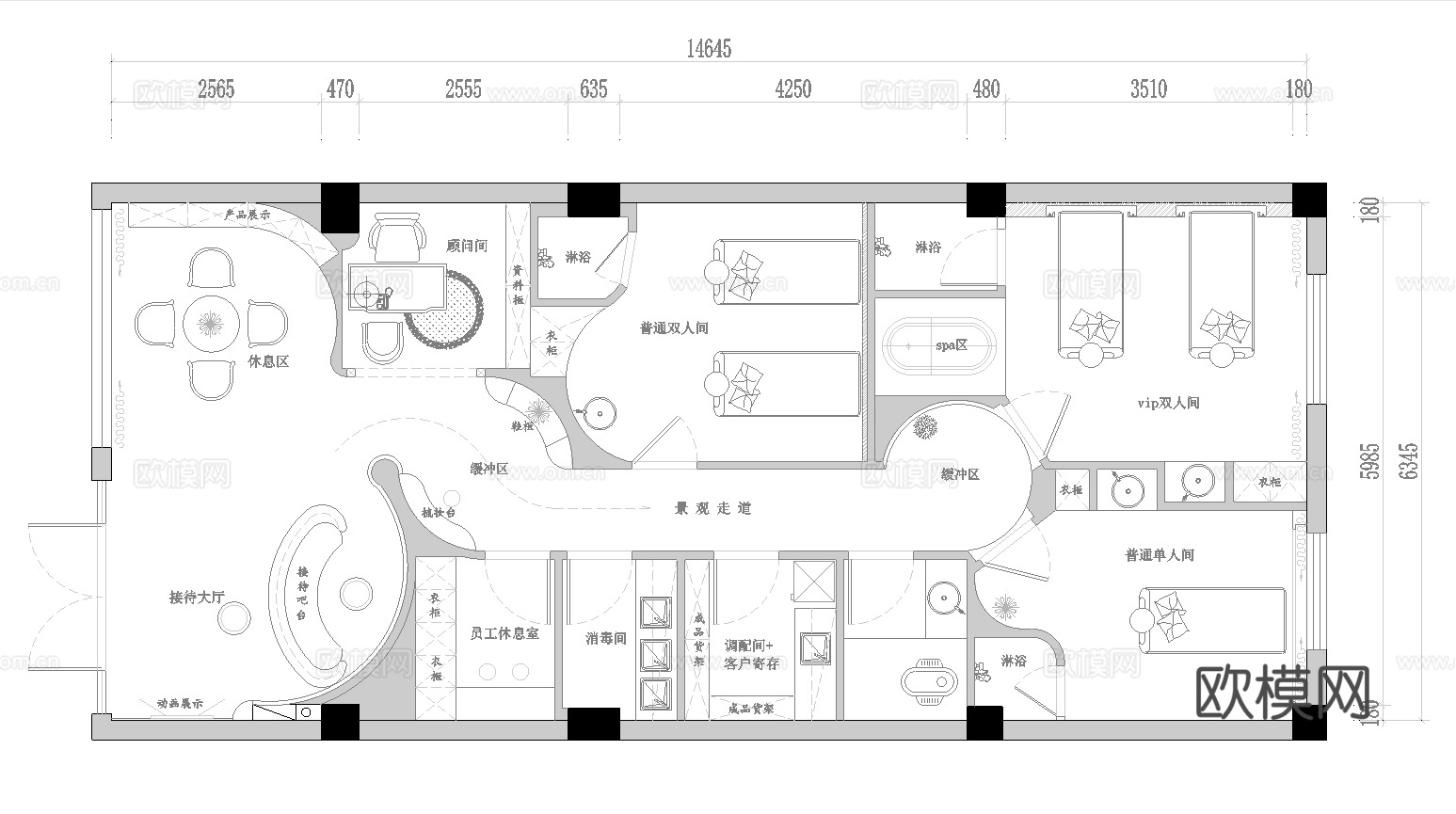 美容院 最新全套施工图设计cad施工图