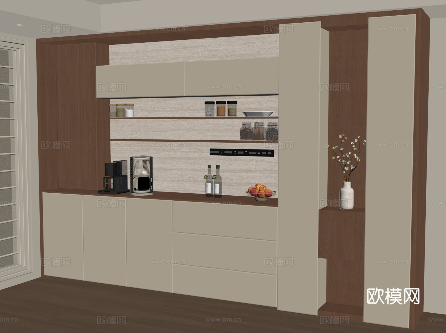 侘寂中古餐边柜 酒柜 置物柜su模型