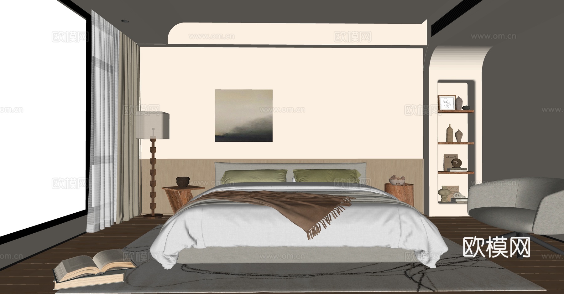 侘寂风卧室su模型