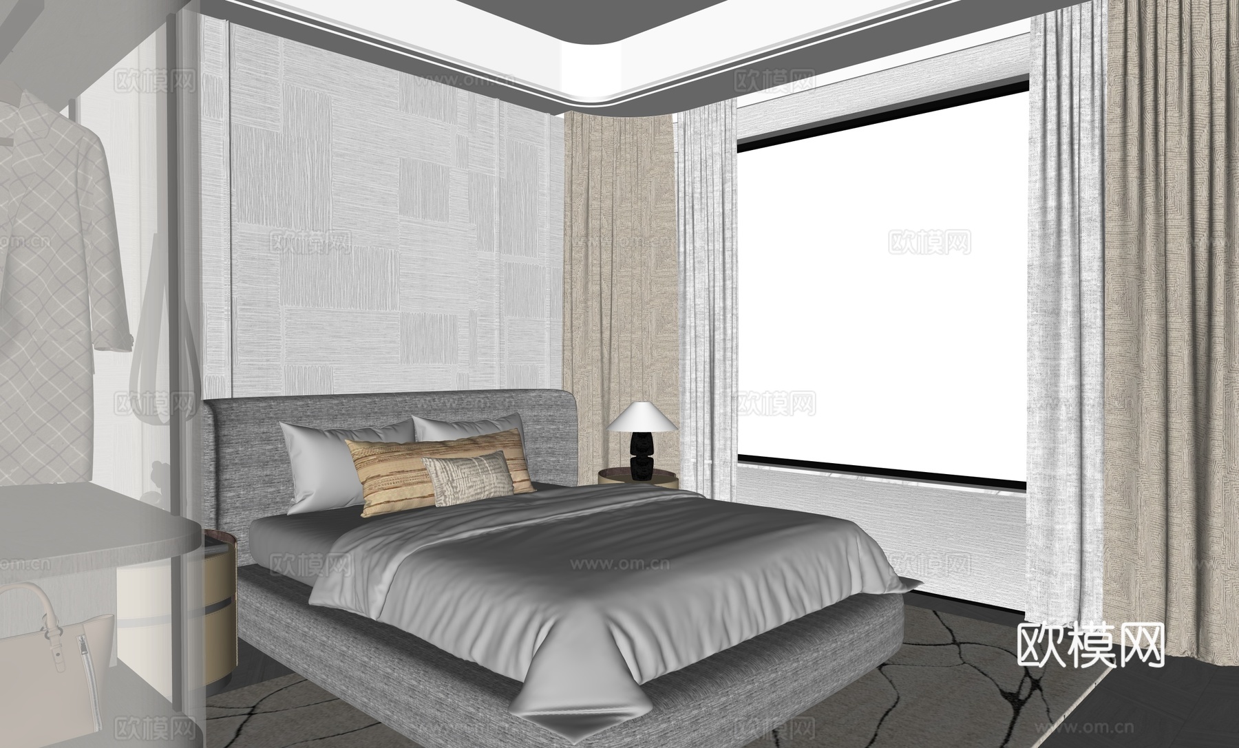 现代主卧室su模型