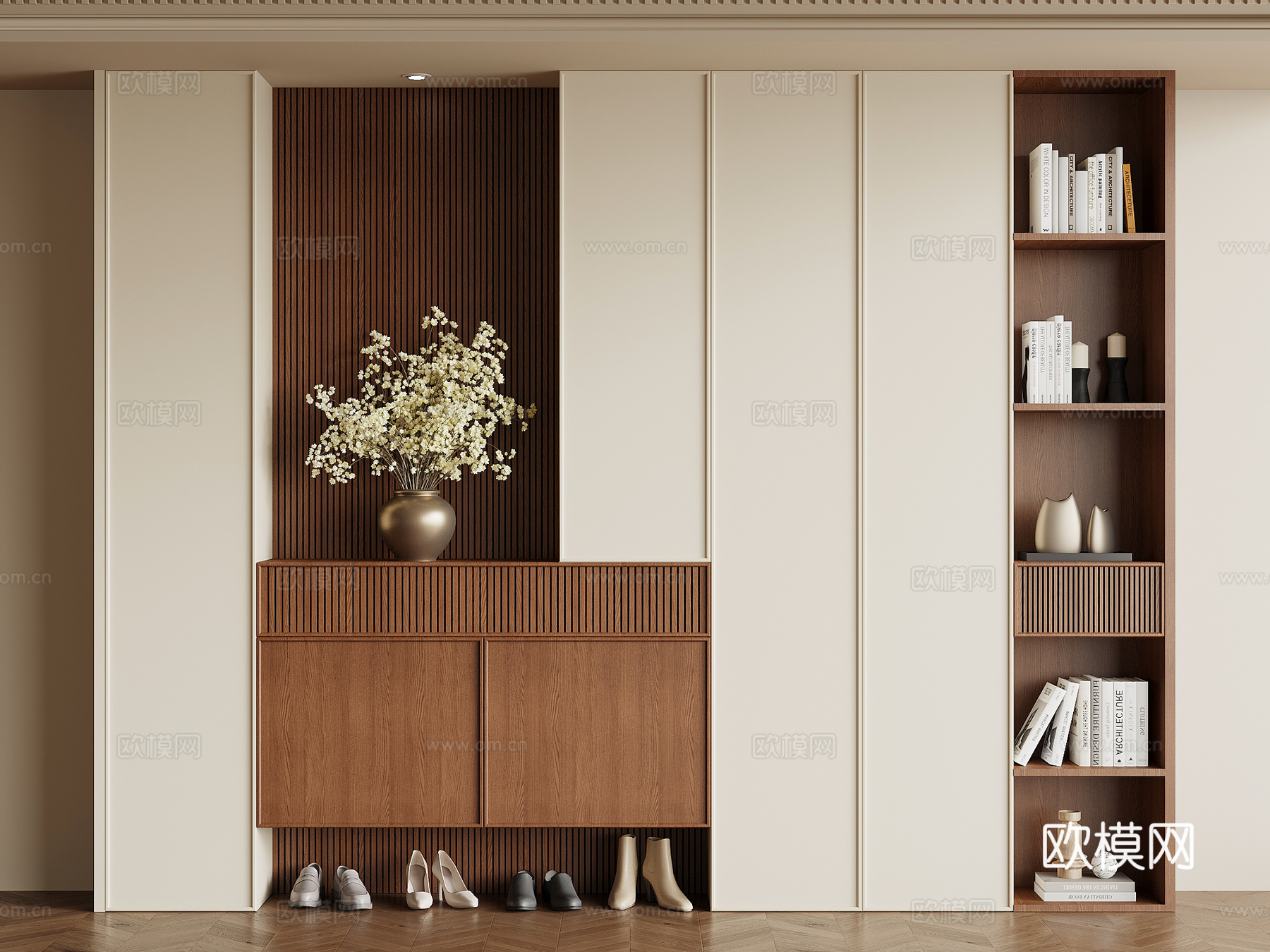 中古风玄关柜 鞋柜 边柜su模型