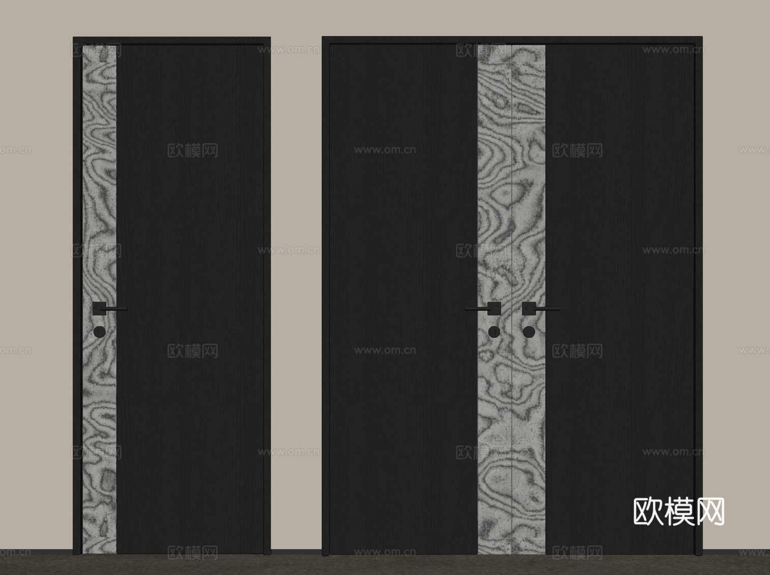 现代意式单开门 双开门su模型