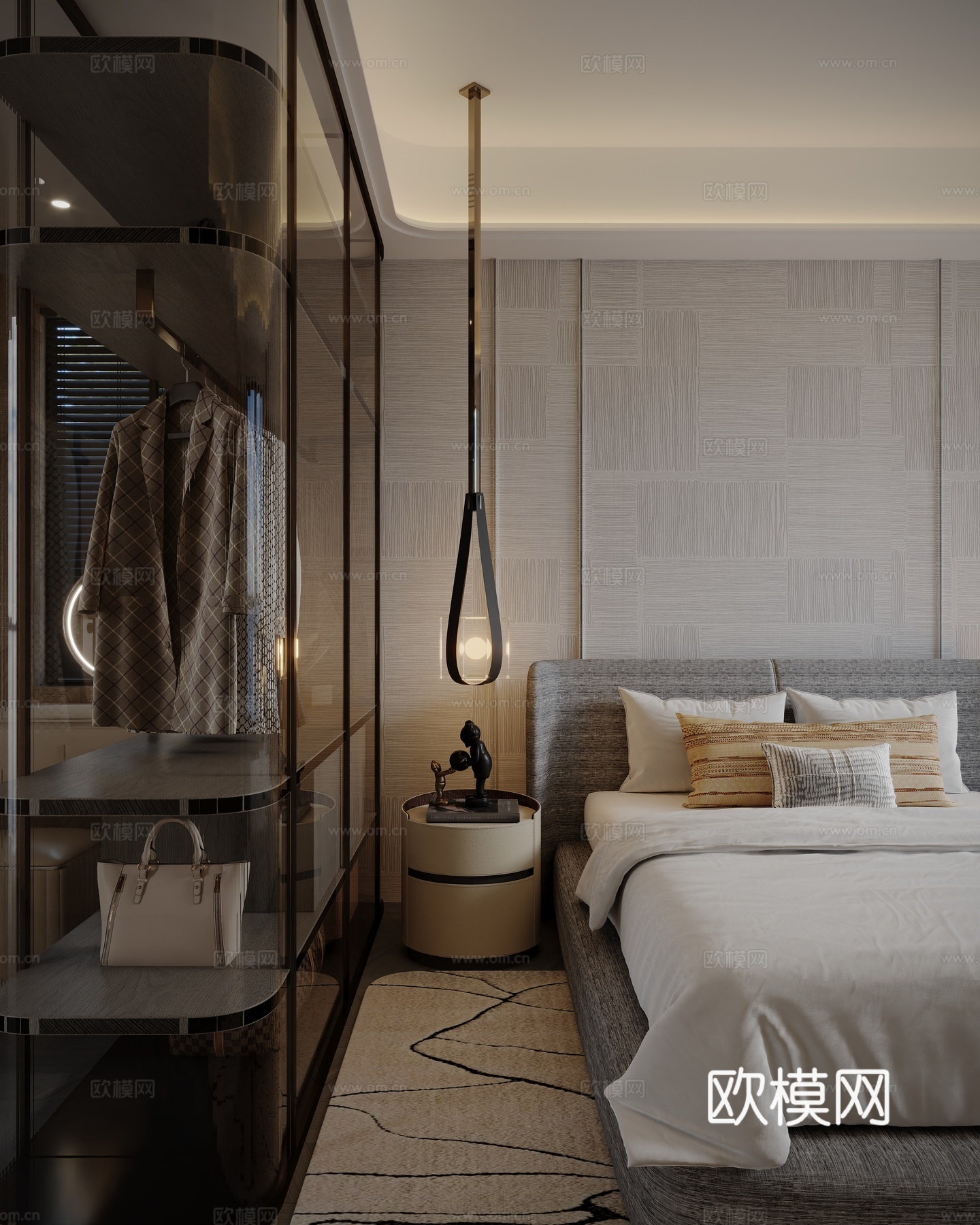 现代主卧室su模型