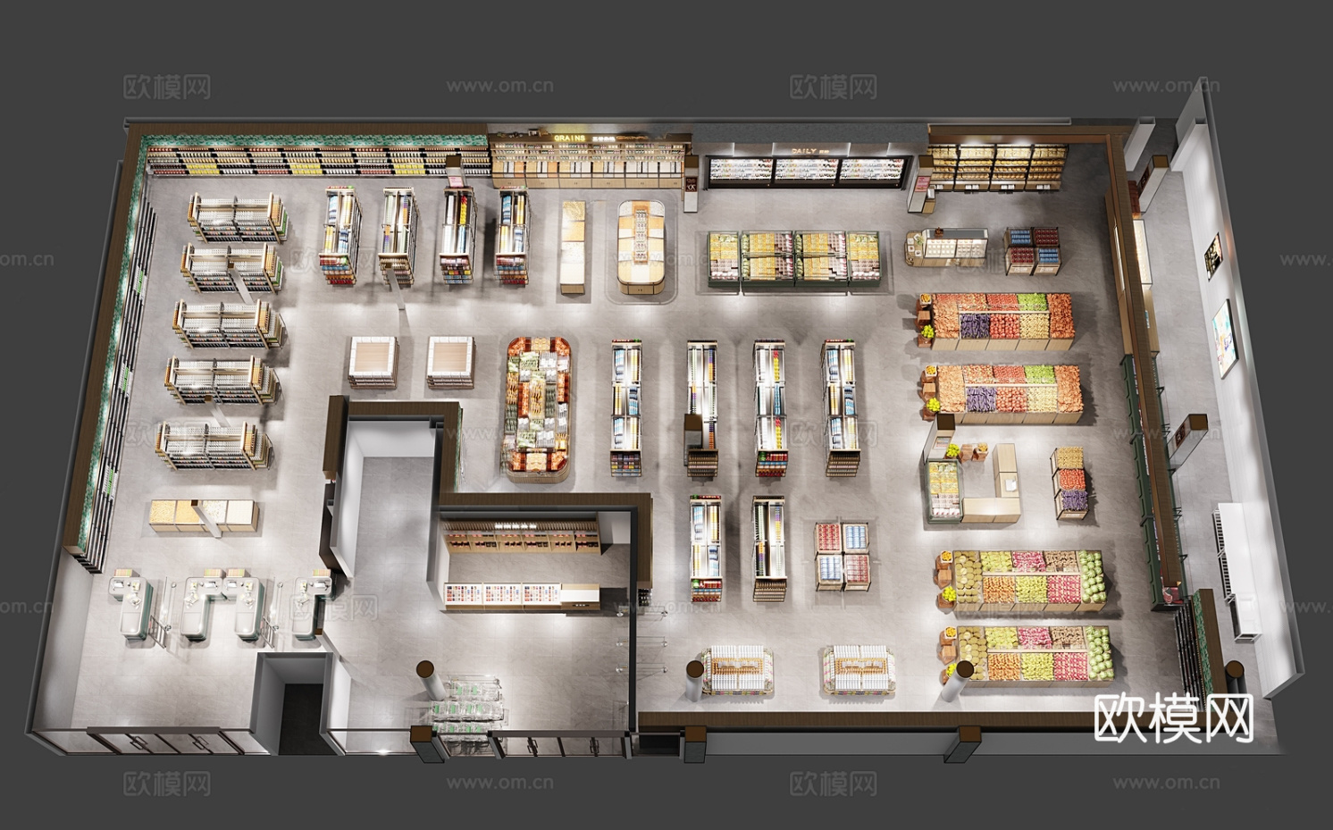 800平生鲜连锁超市 便利店 零食店 最新全套施工图设计cad施工图