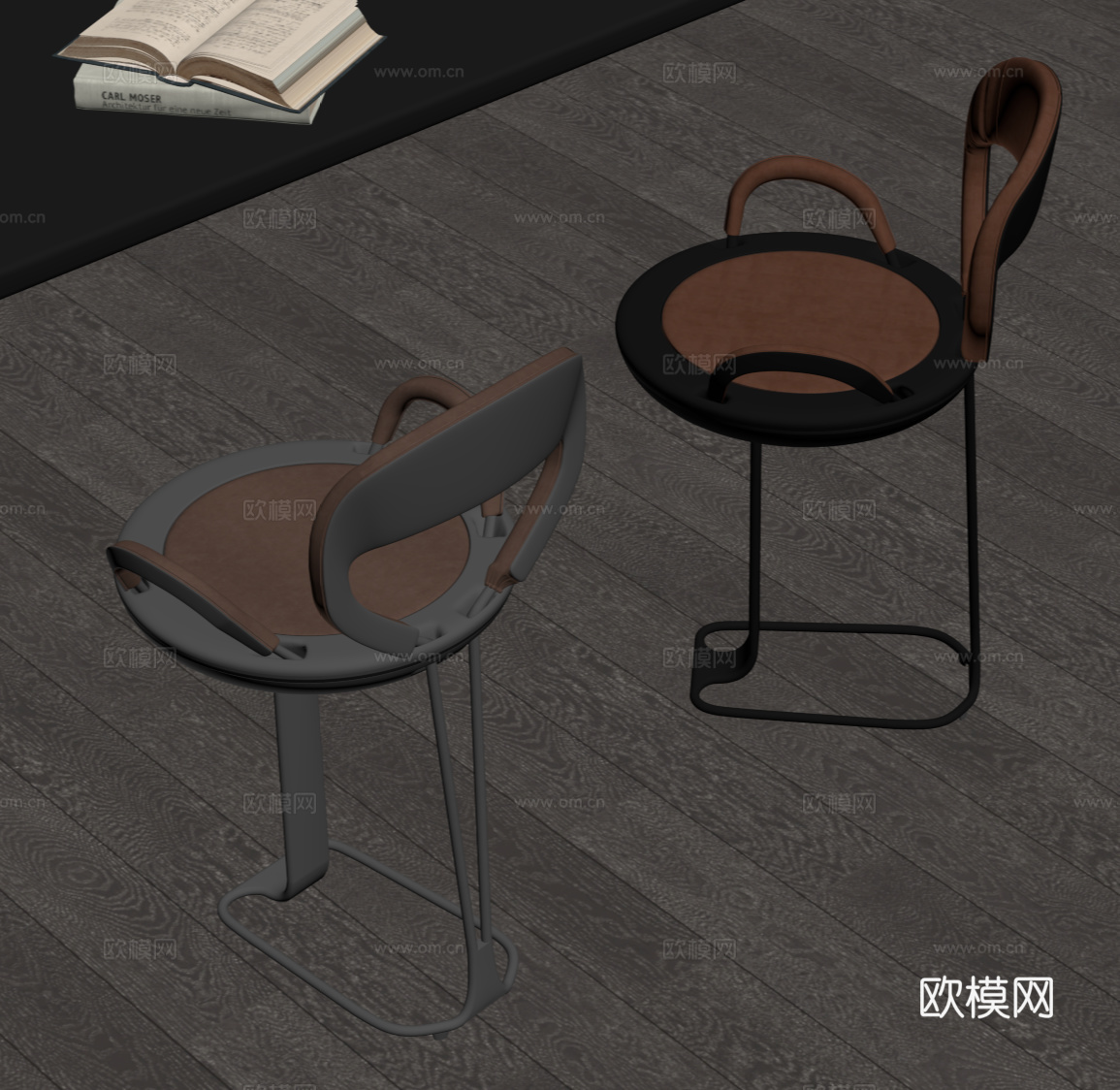 现代意式吧台椅 金属吧台椅su模型