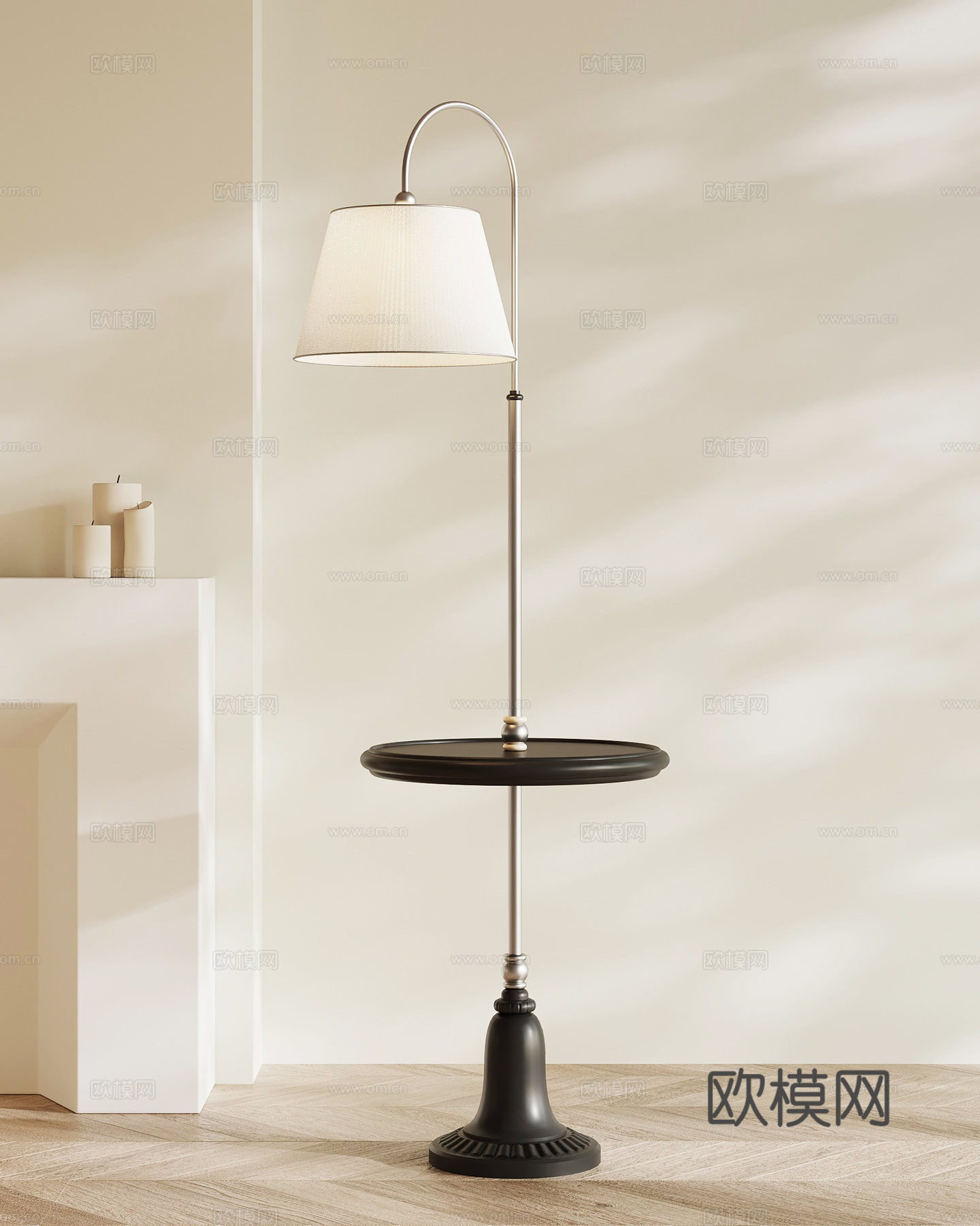 法式复古落地灯 边几su模型