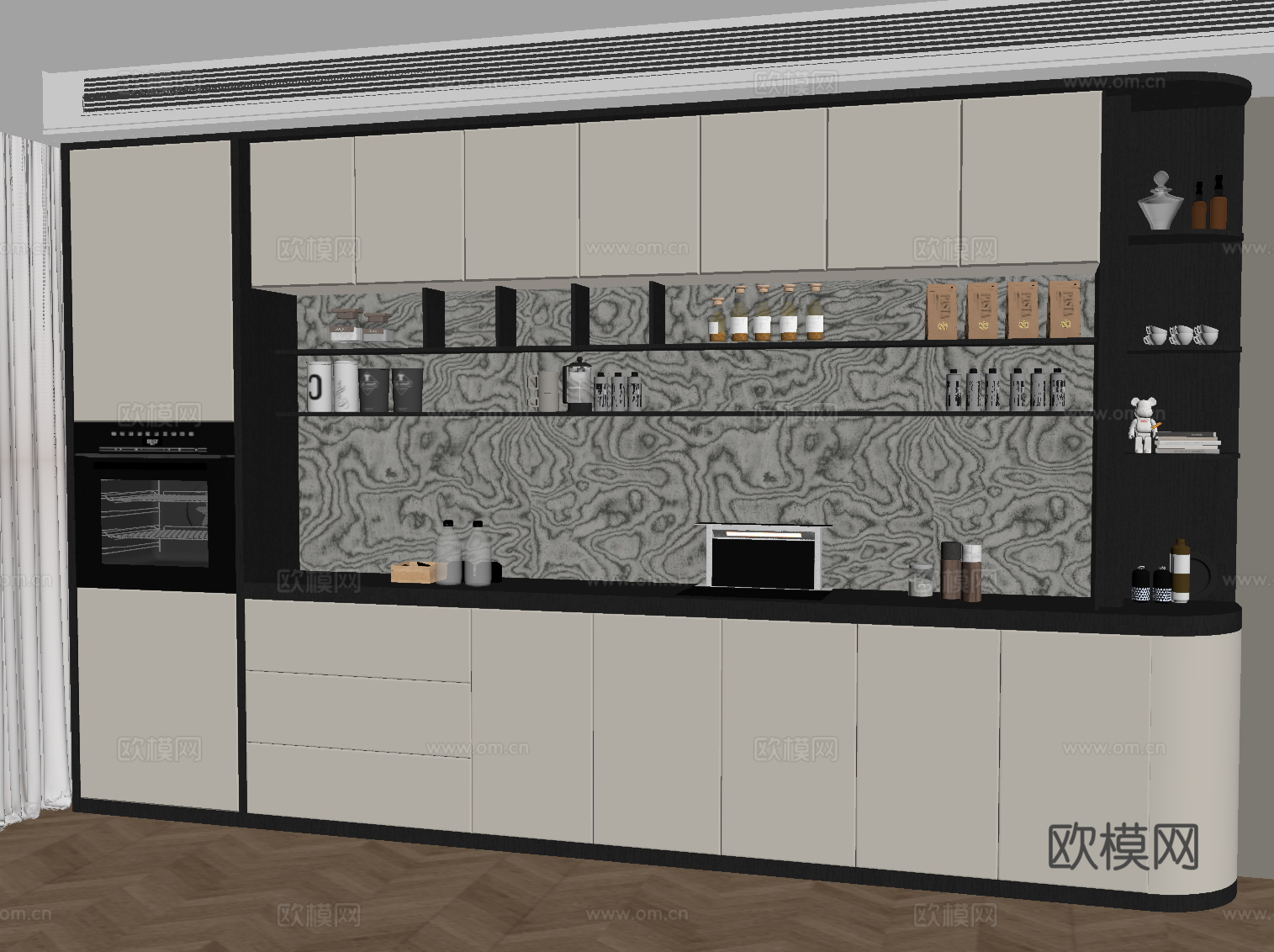 现代意式酒柜 餐边柜su模型