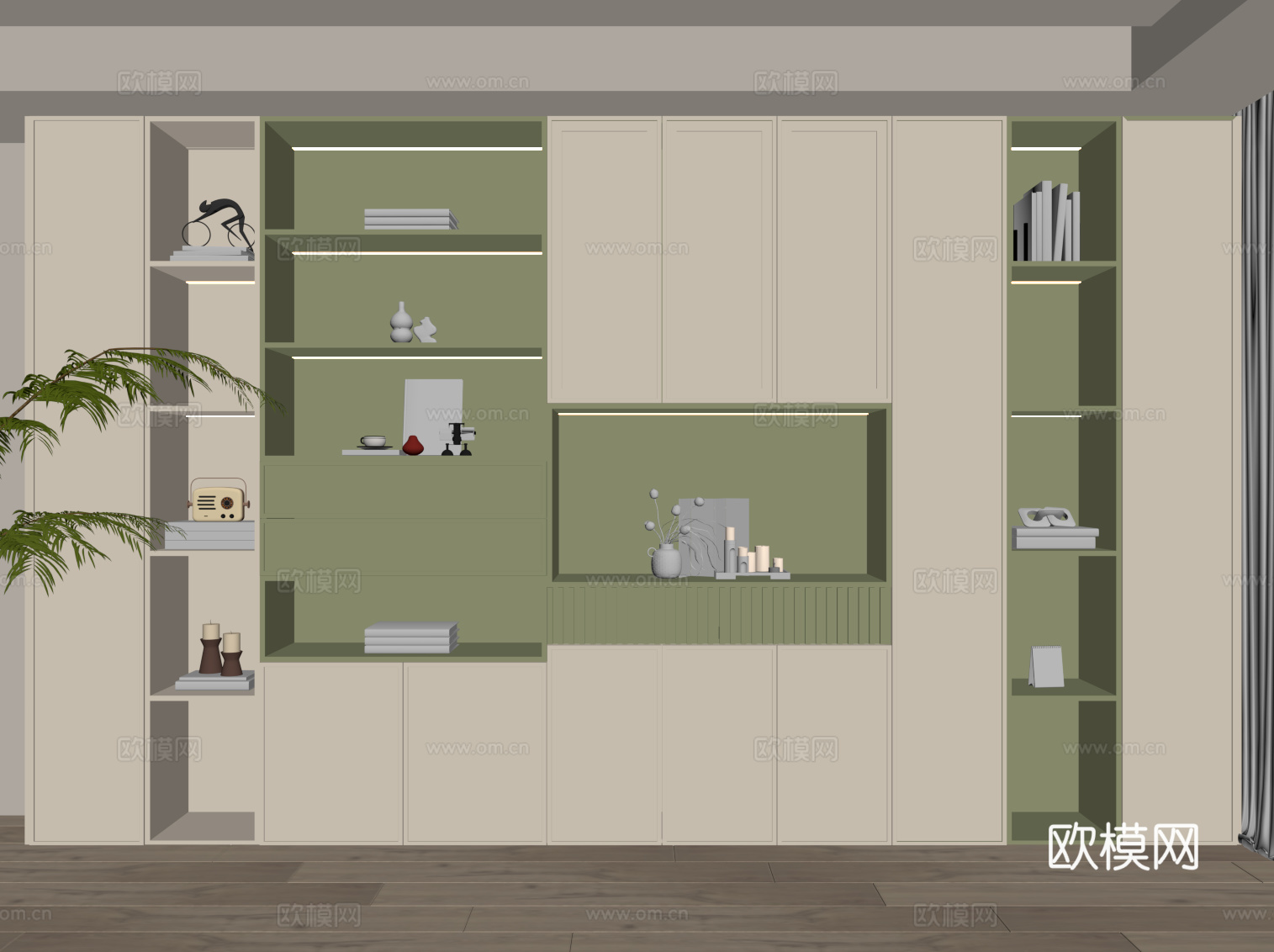 法式奶油风置物柜su模型