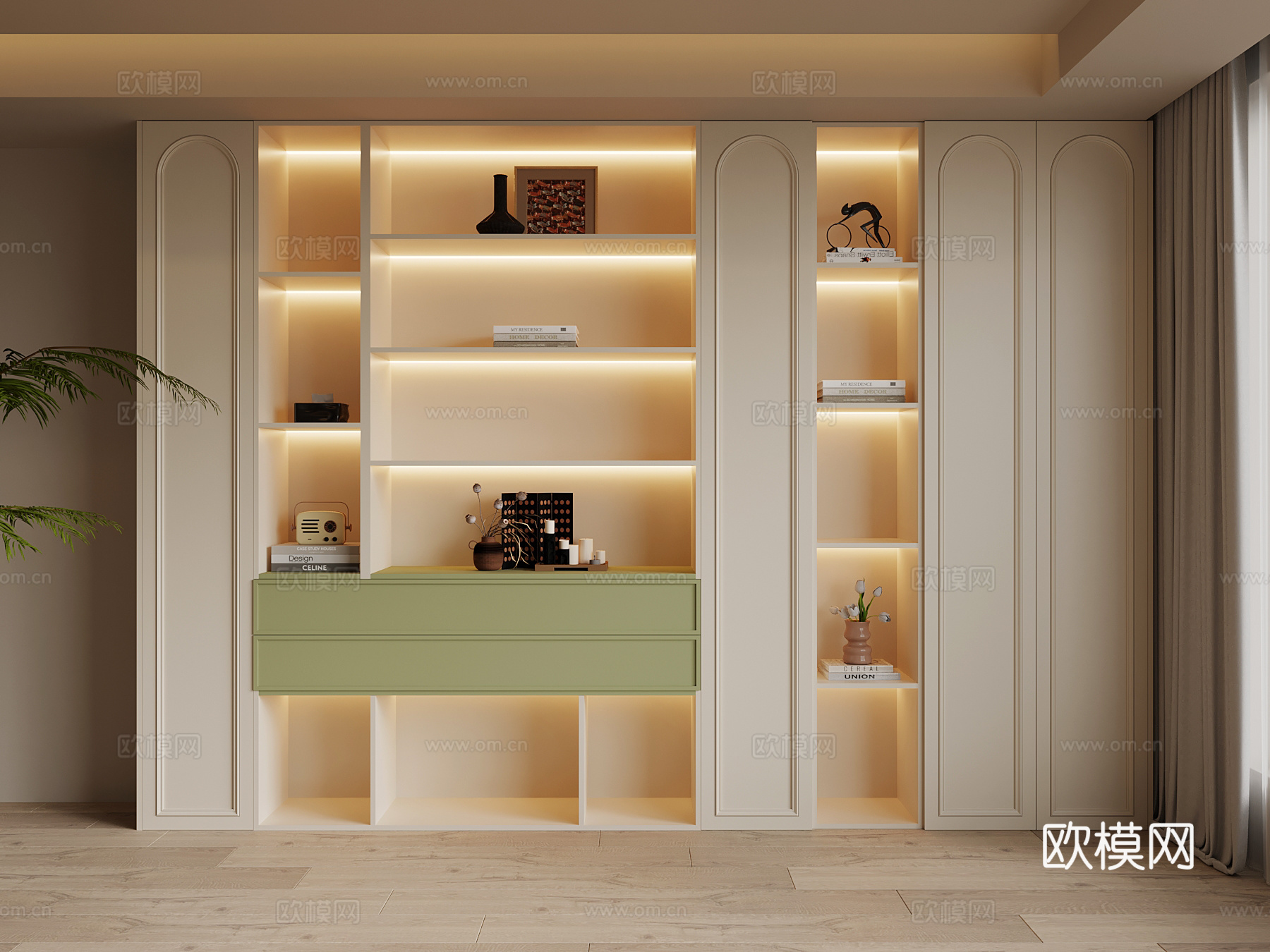 法式奶油风置物柜su模型