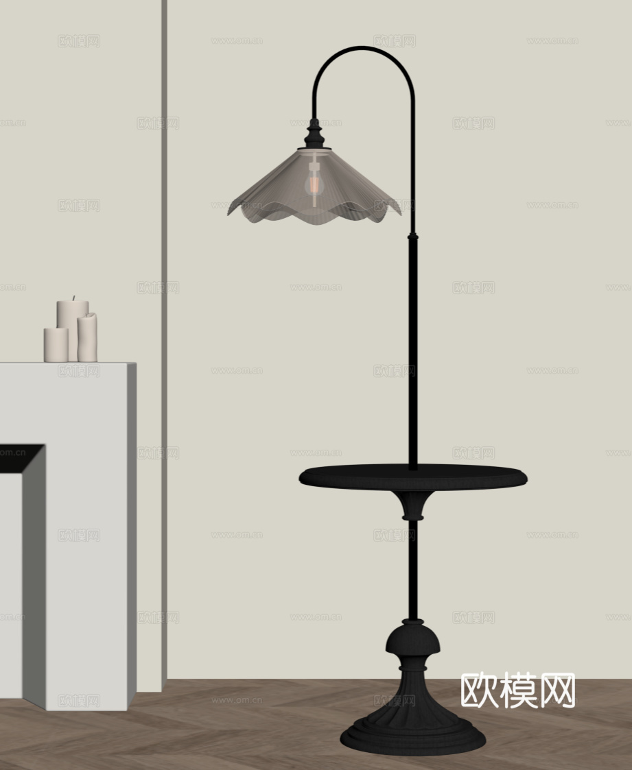 法式复古落地灯su模型