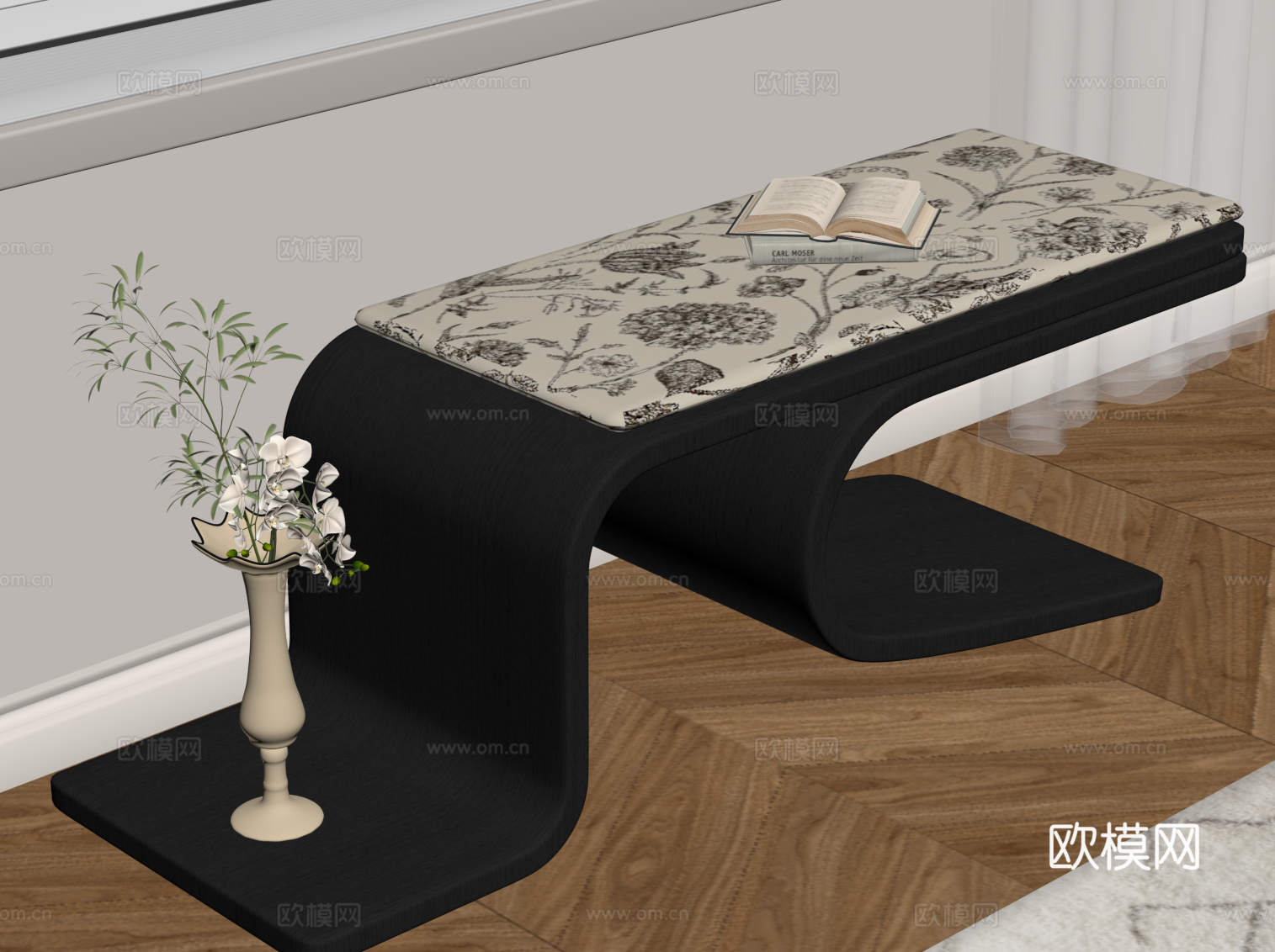 法式复古换鞋凳 沙发凳su模型
