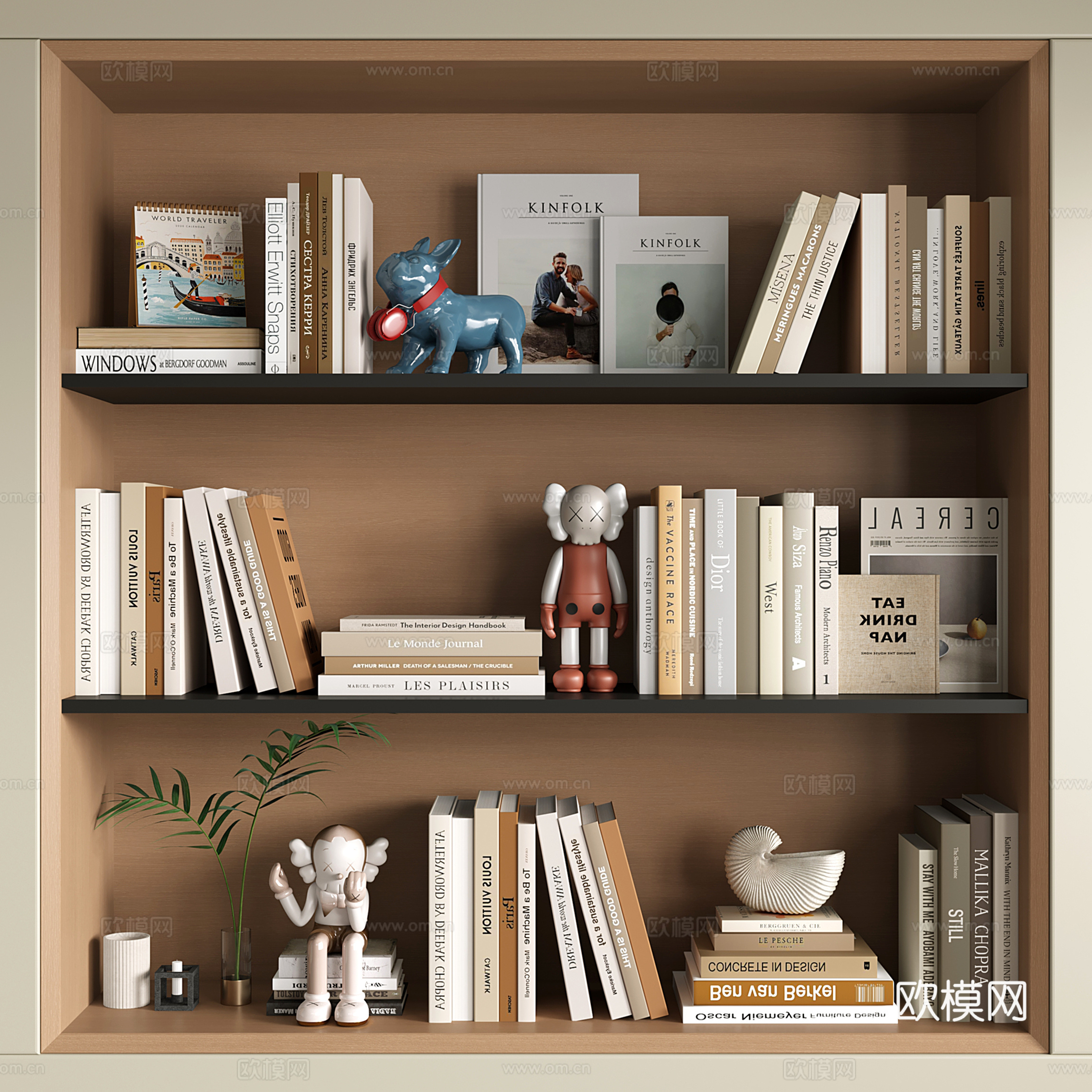 现代书籍 装饰品摆件组合 花艺花瓶 雕塑 日历su模型