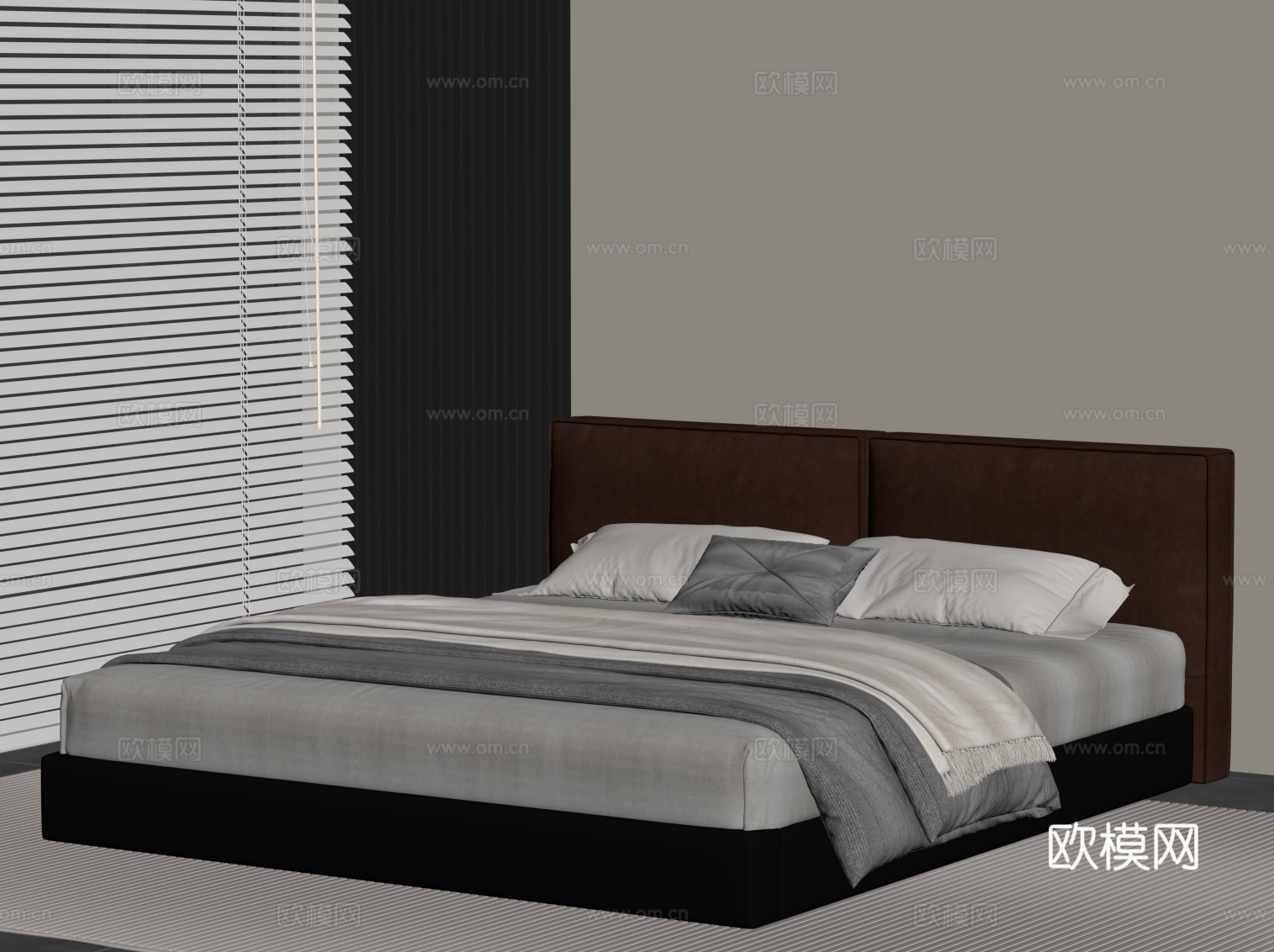 现代意式双人床su模型