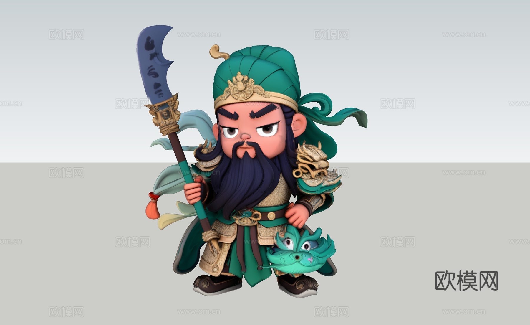 关羽，Q版，su模型