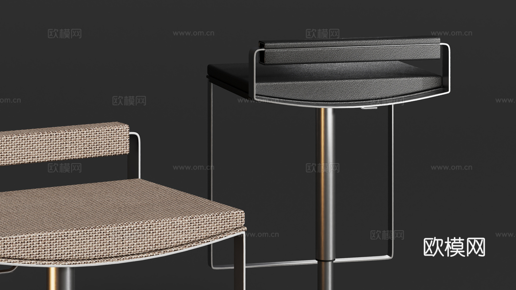 现代金属吧椅凳su模型