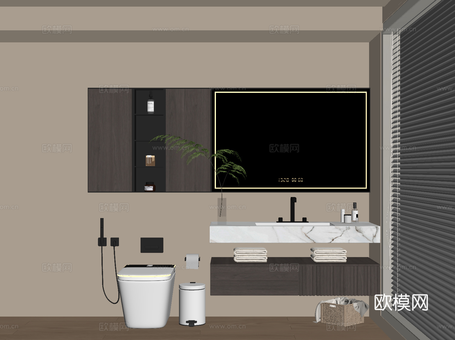 现代意式浴室柜 卫生间干区su模型