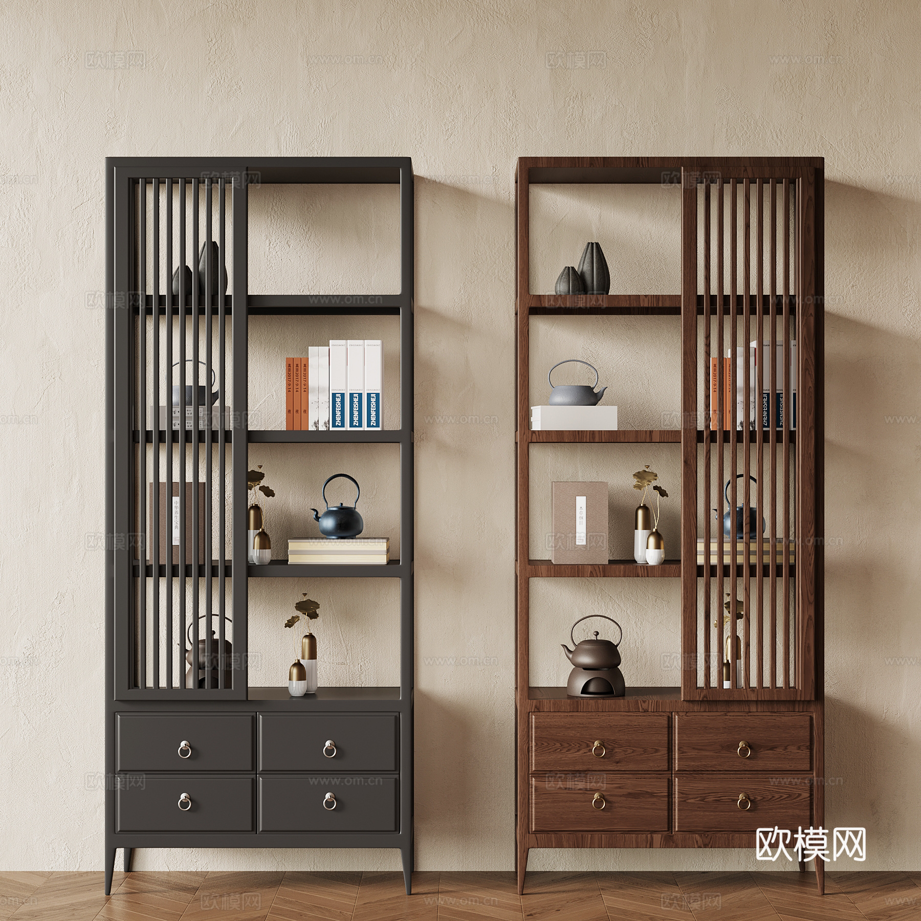 新中式博古架 意式博古架su模型