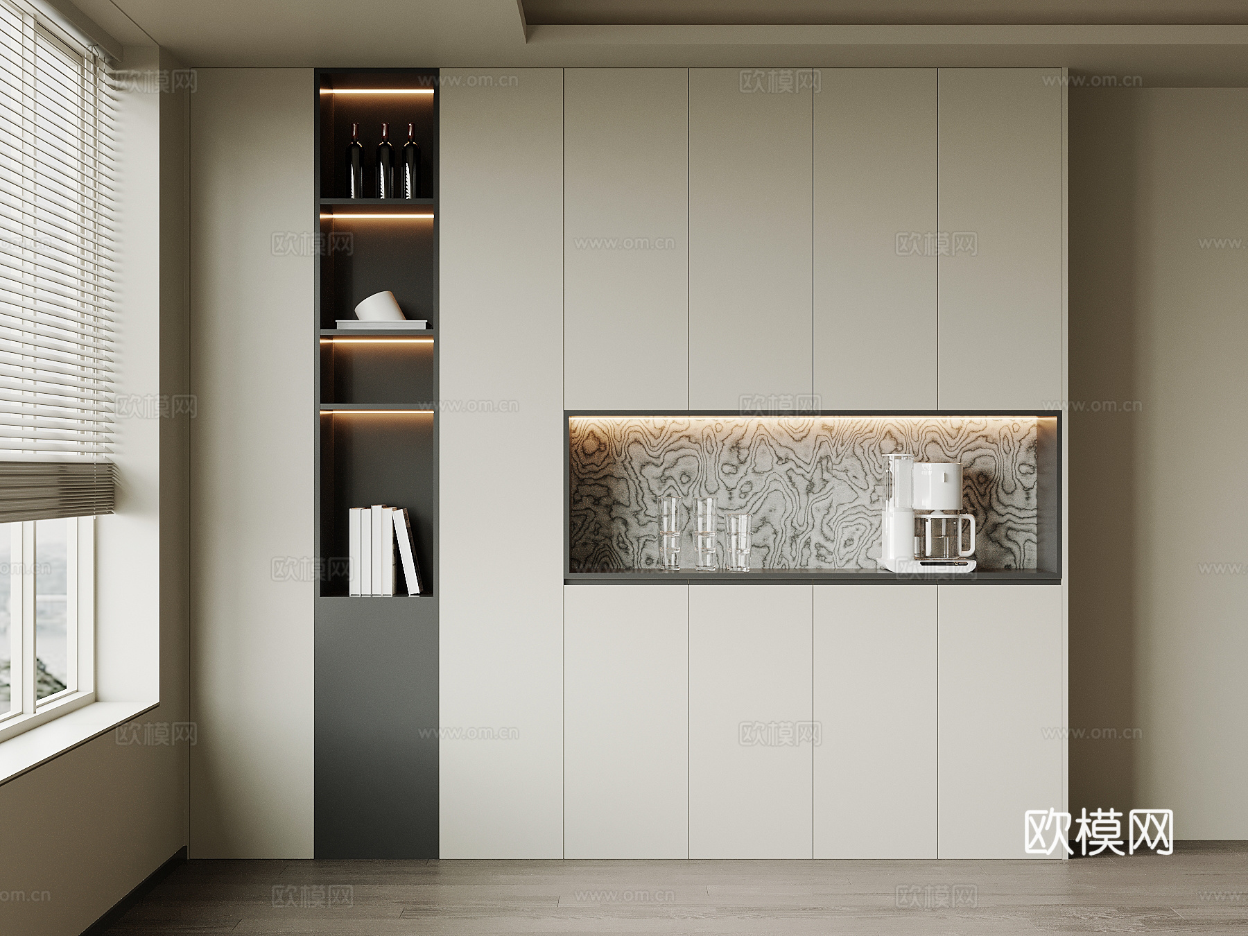 现代备餐柜su模型