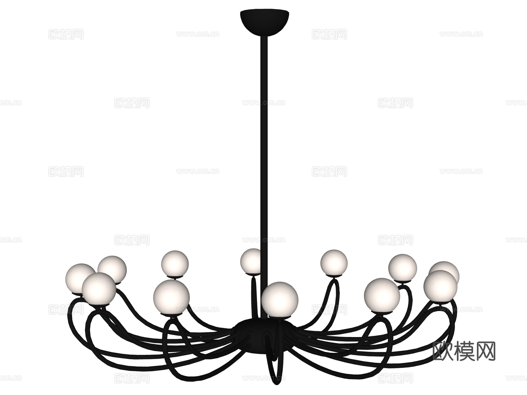 吊灯 金属吊灯 装饰灯具su模型下载（渲染图2）