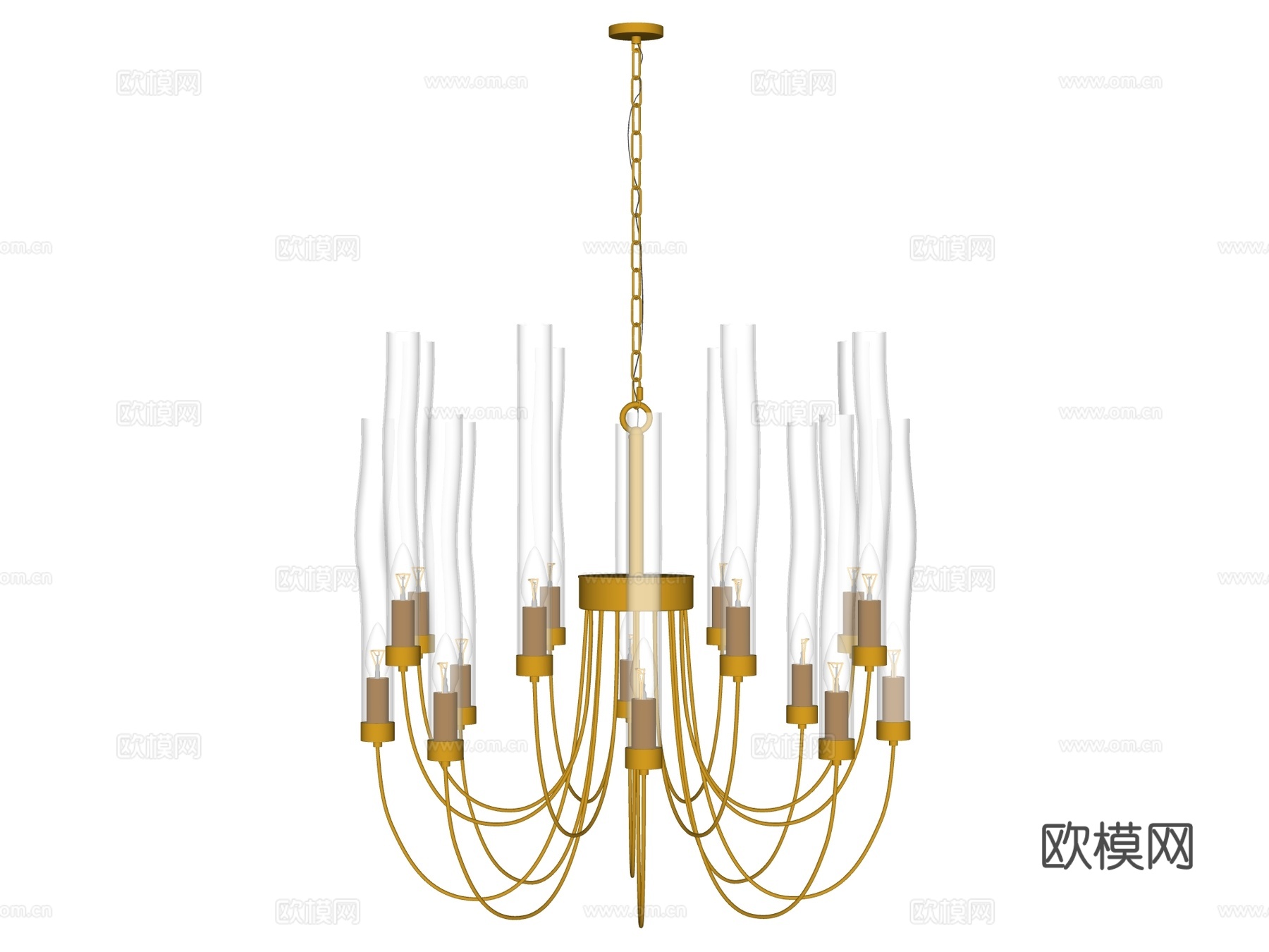 吊灯 水晶吊灯 金属吊灯 装饰灯具su模型下载（渲染图2）